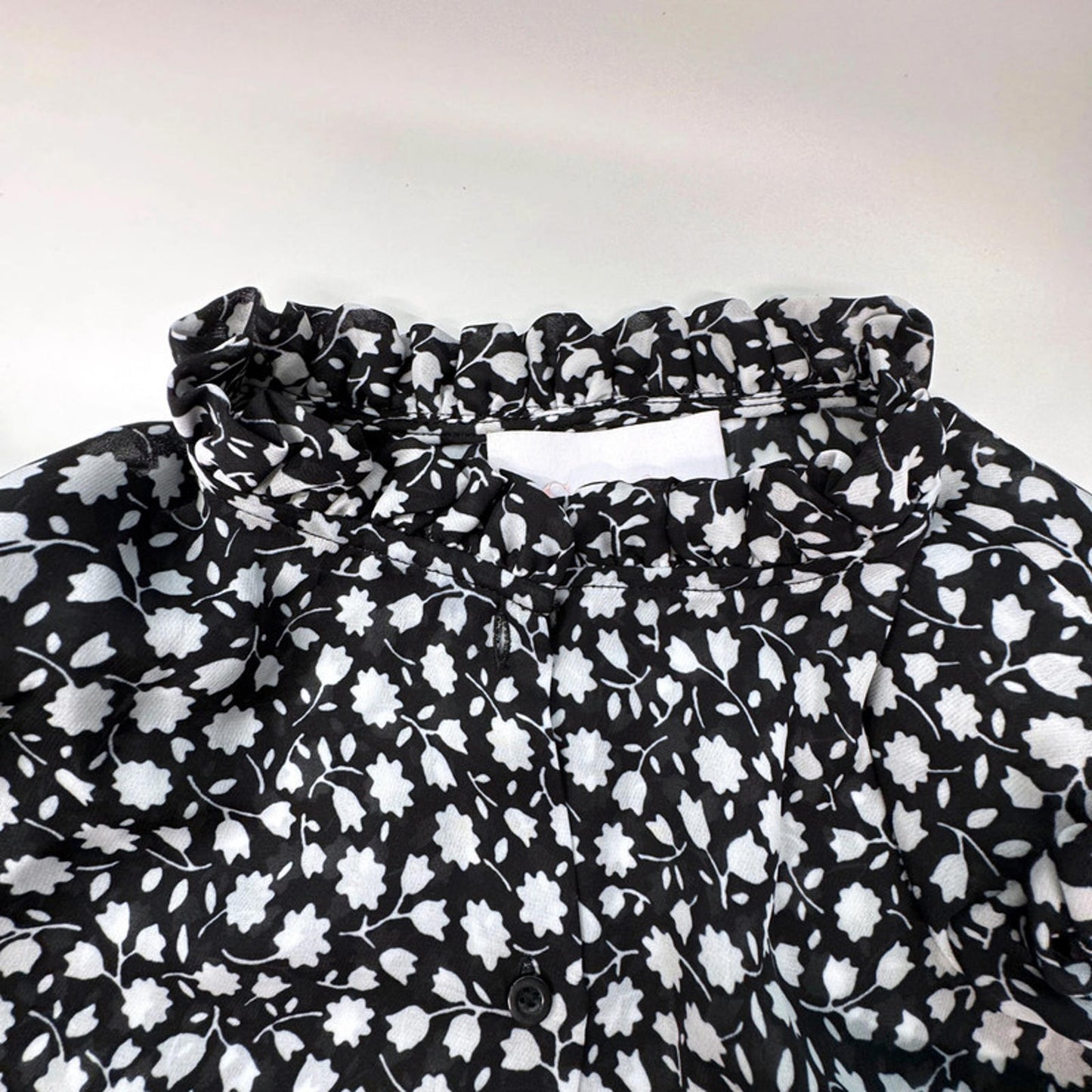 SELKIE black floral blouse, polyester