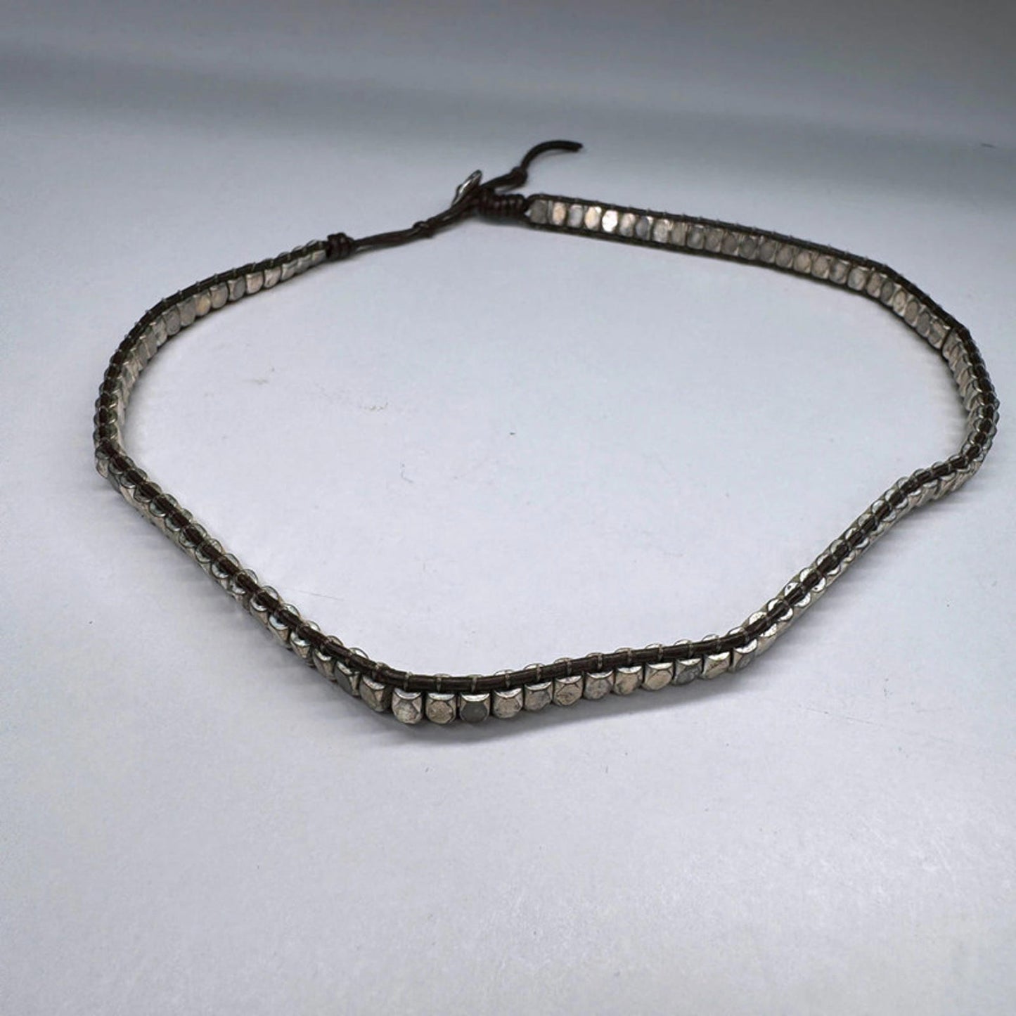 Stella & Dot metal and leather choker