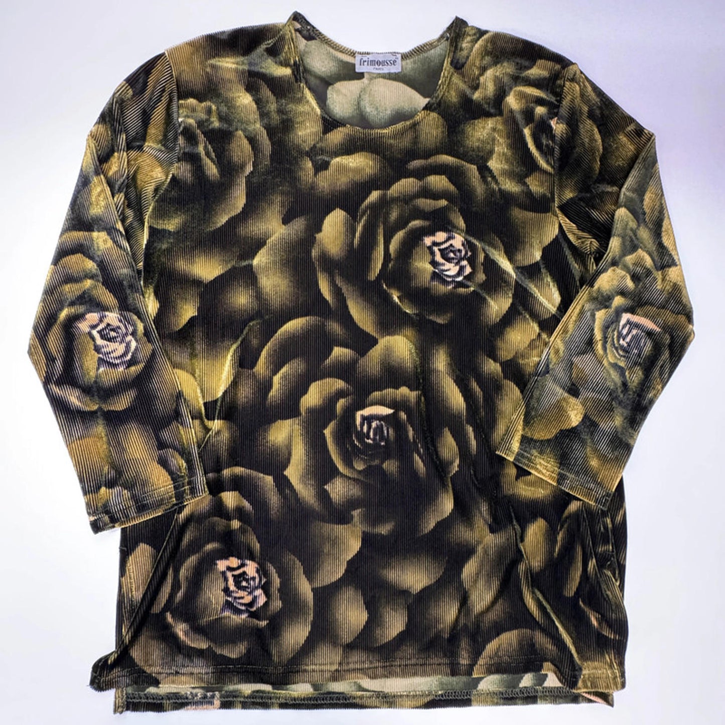 Vintage green and black velvet top