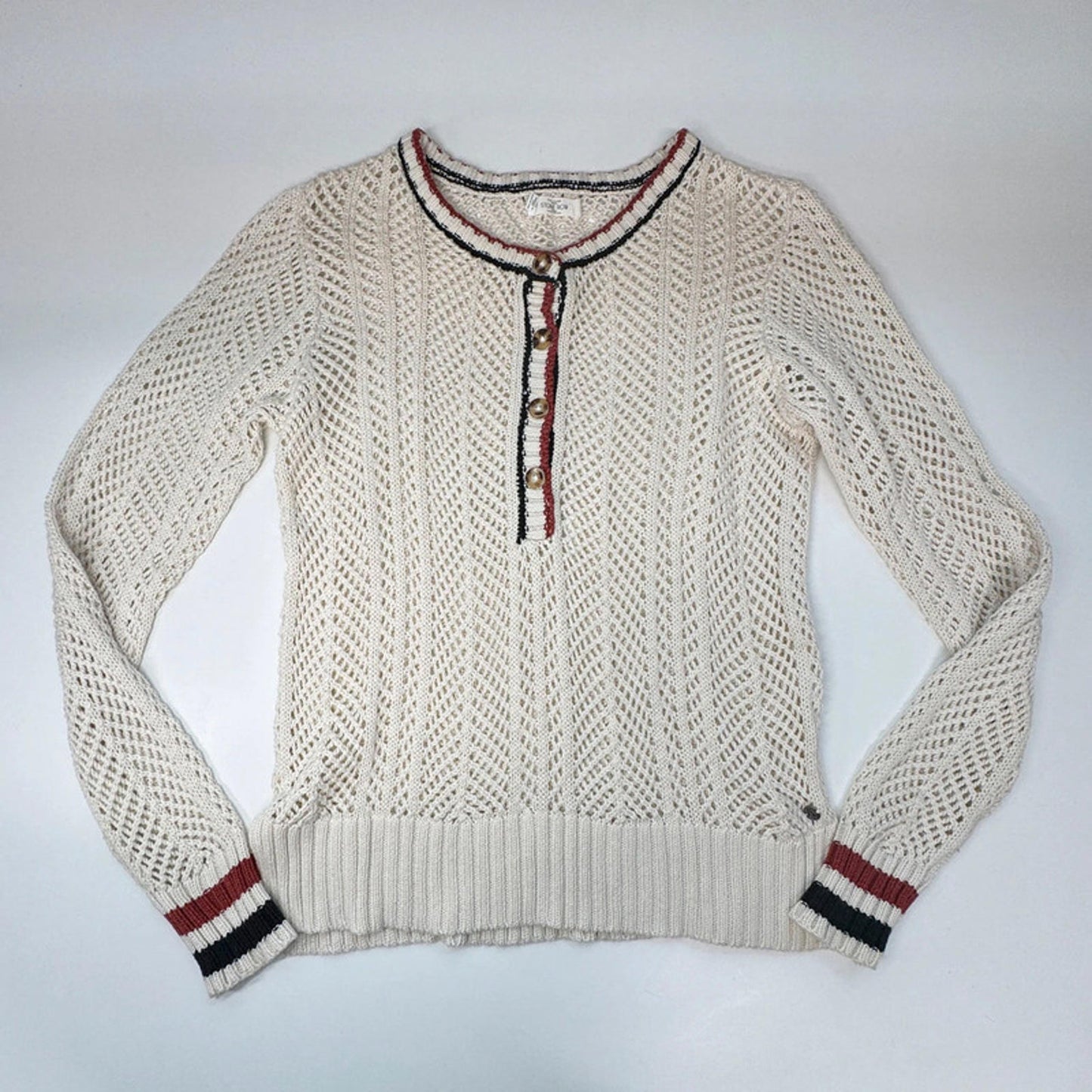 Volcom Stone Row beige with striped loose knit jumper, UK 10