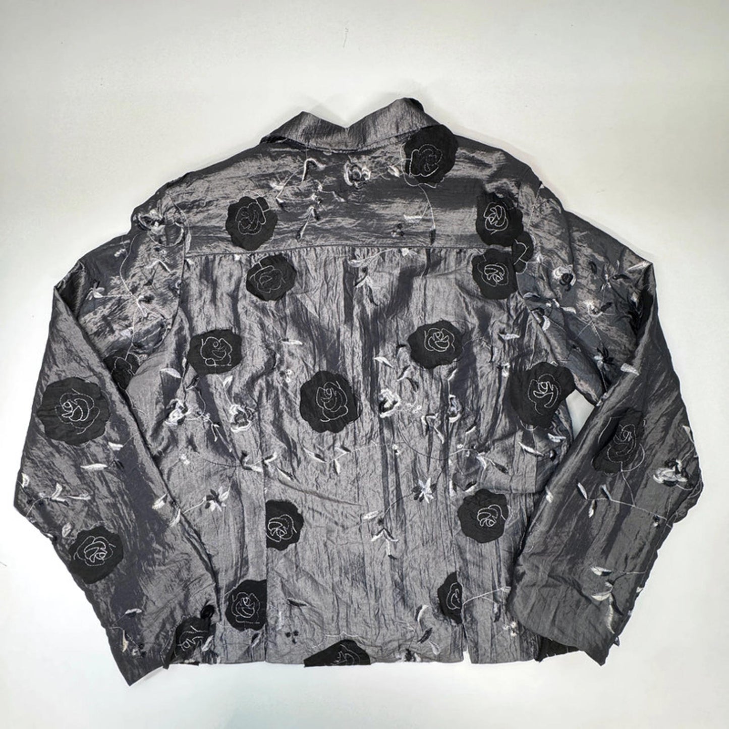 Vintage Ellen Margaret Moody grey-silver satin long-sleeved jacket