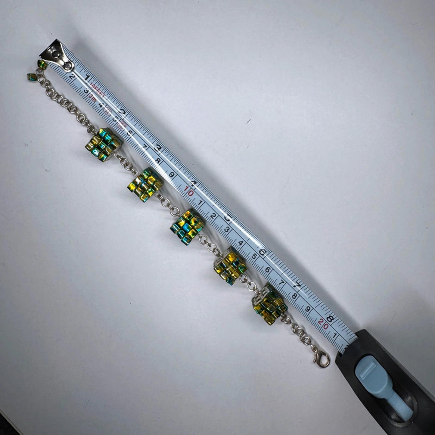 Vintage chunky green cube bracelet