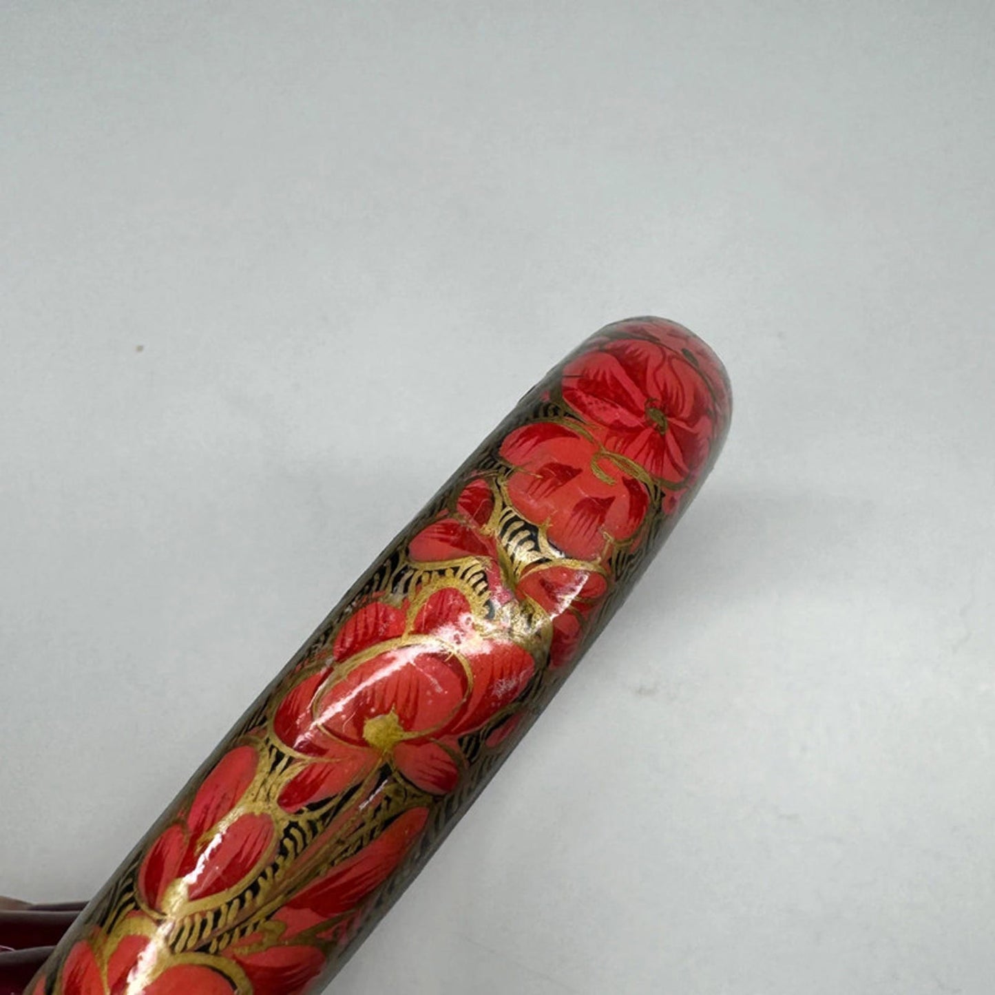 Vintage red floral wooden painted bracelet