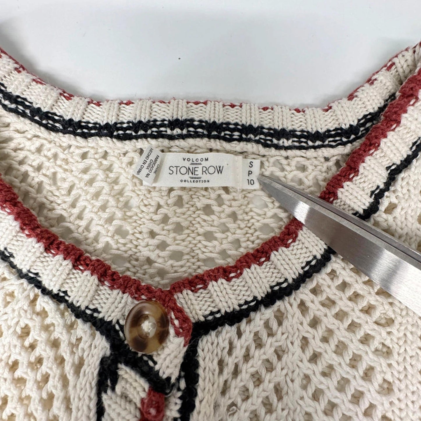 Volcom Stone Row beige with striped loose knit jumper, UK 10