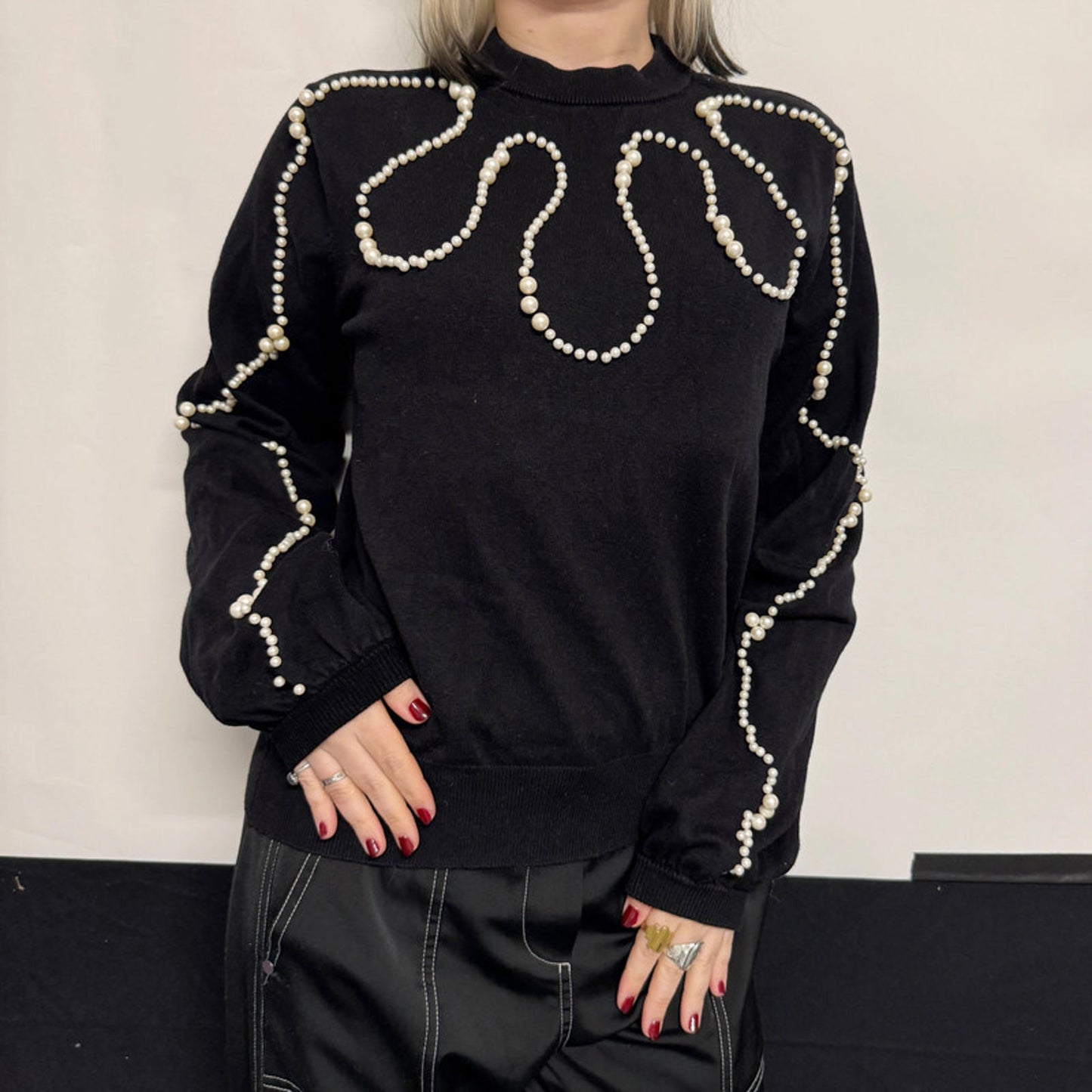 Visual Clothing Project black pearl embroidered jumper, S