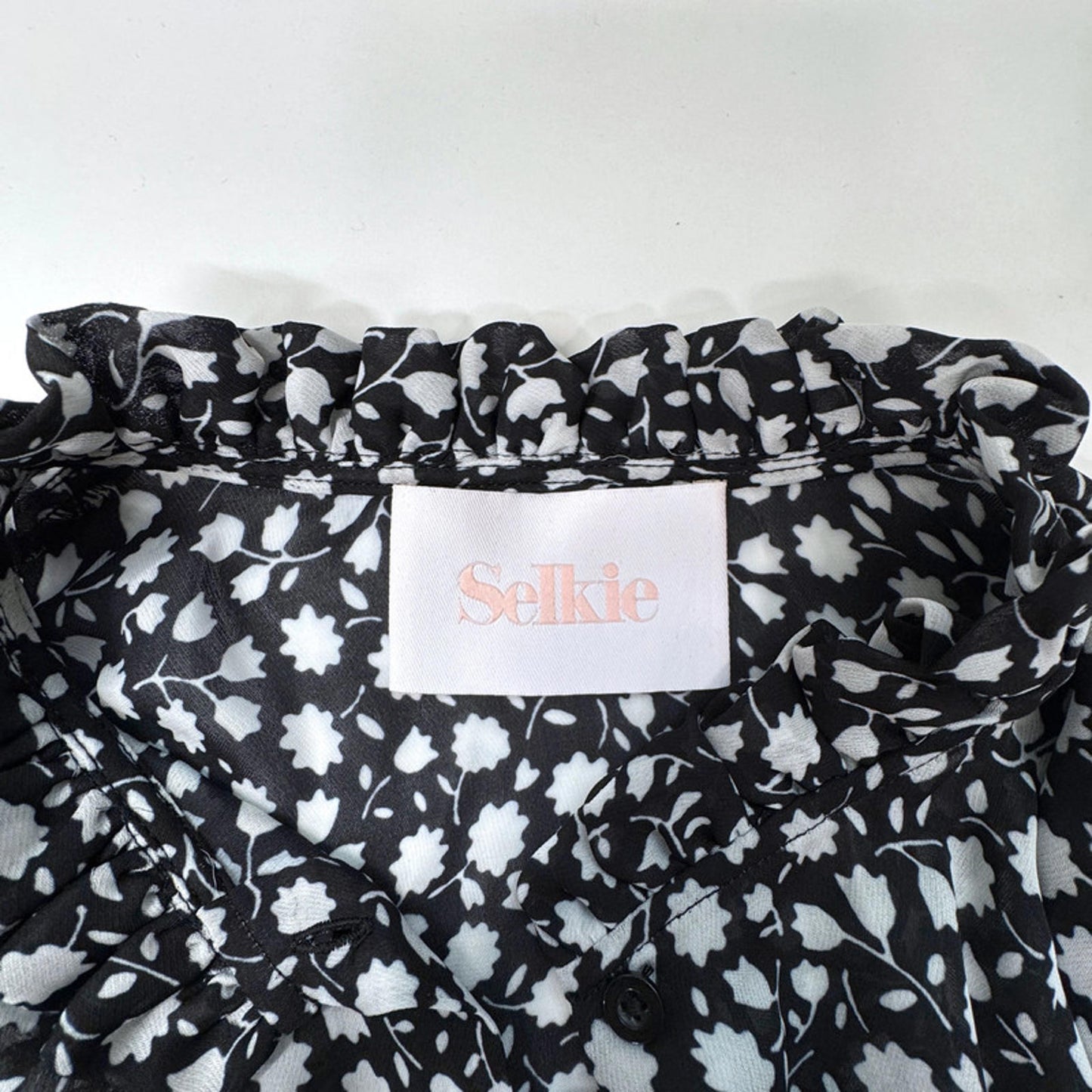 SELKIE black floral blouse, polyester