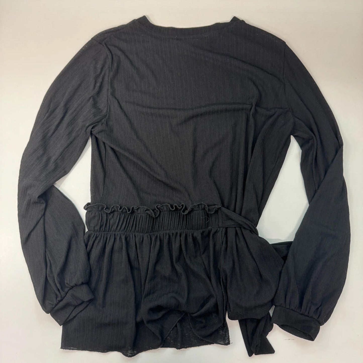 V by Very black sheer tie waist top