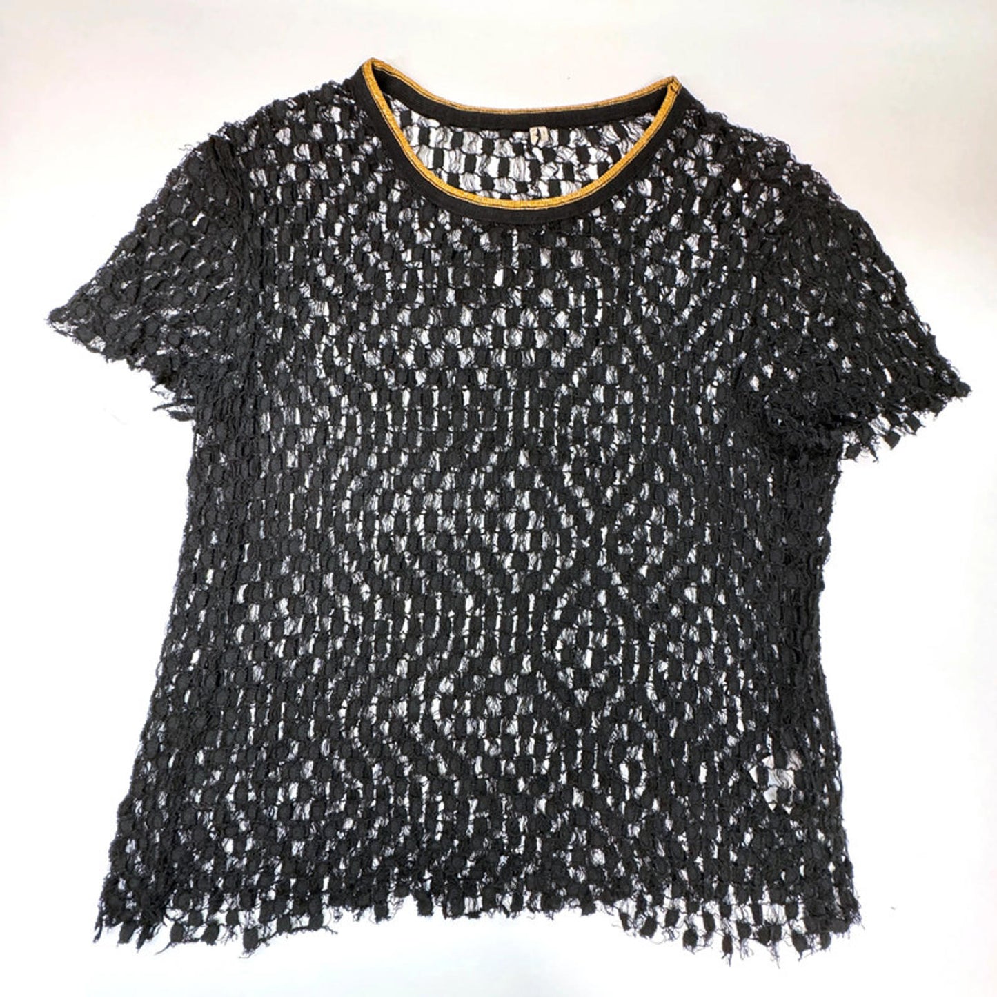 Iro black mesh short-sleeved top
