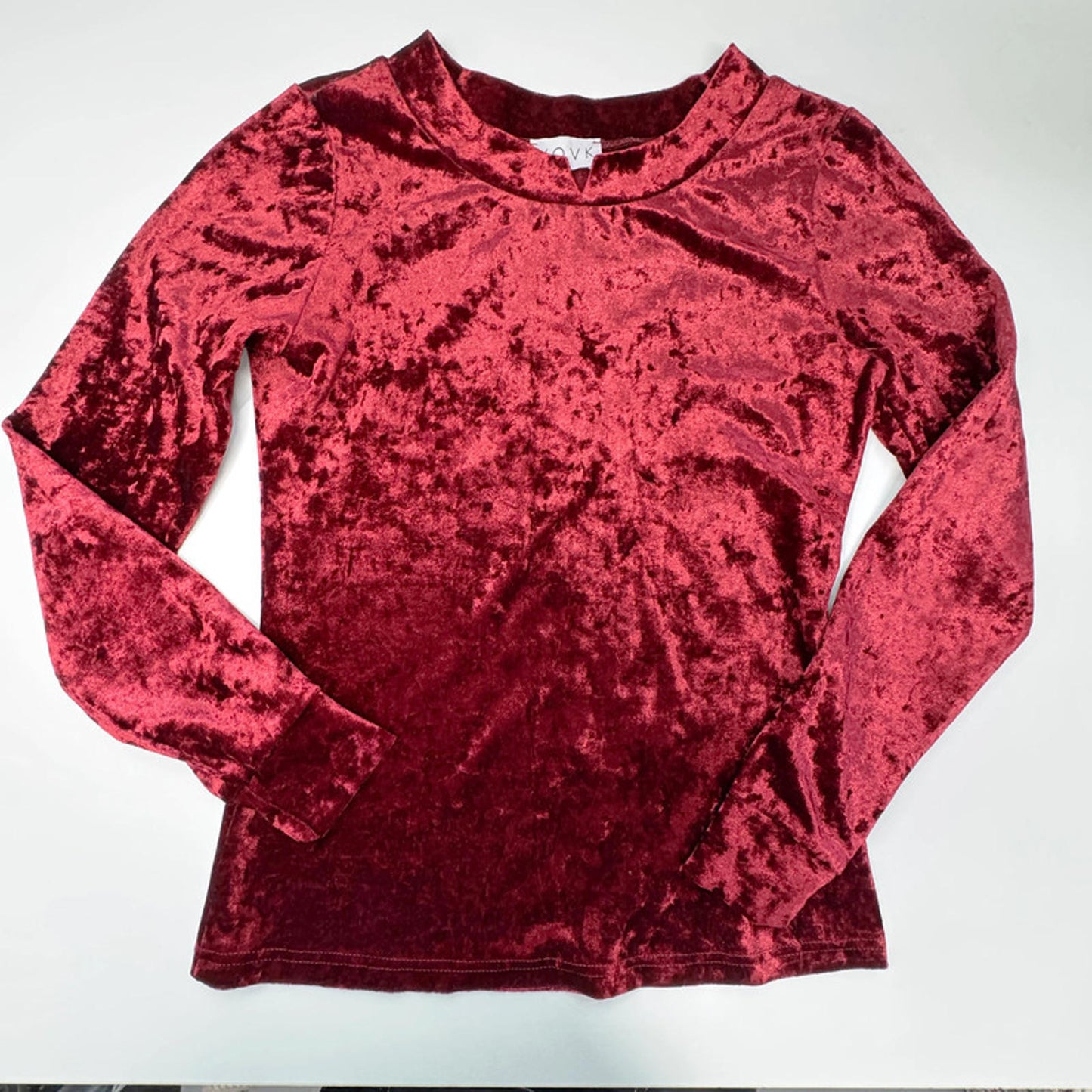 Vovk red velvet long-sleeved top
