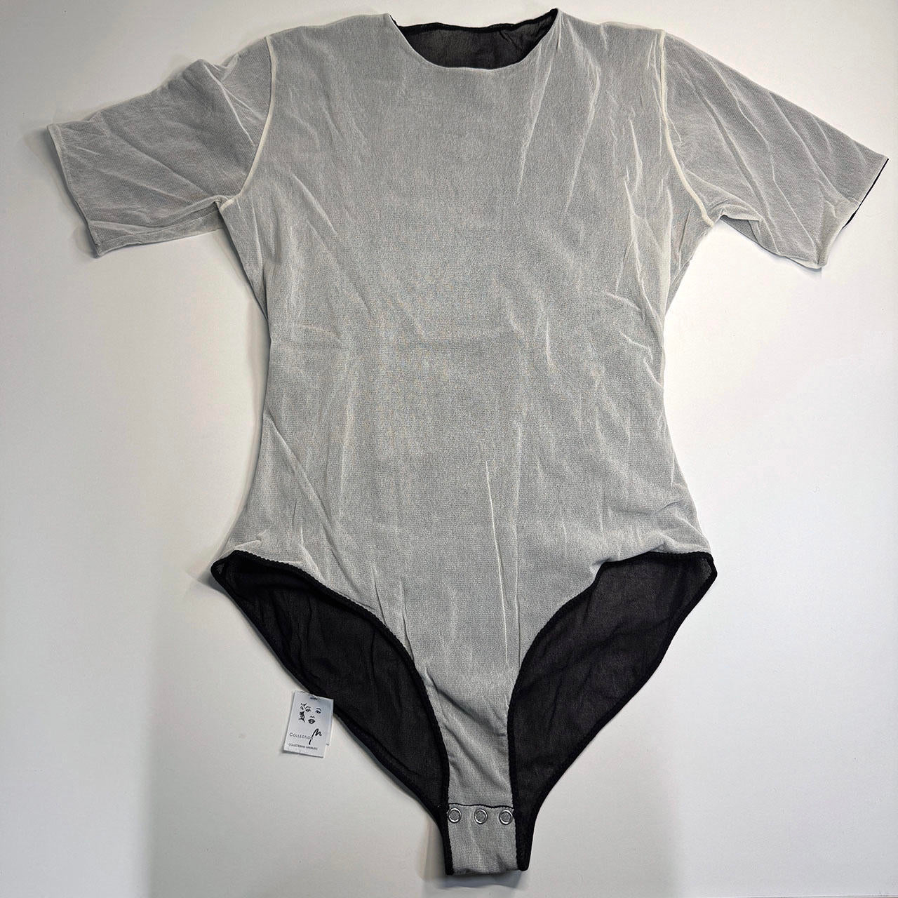 Reversible black white mesh bodysuit