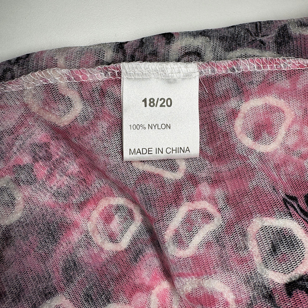 Mesh sheer grey-pink lace shirt M
