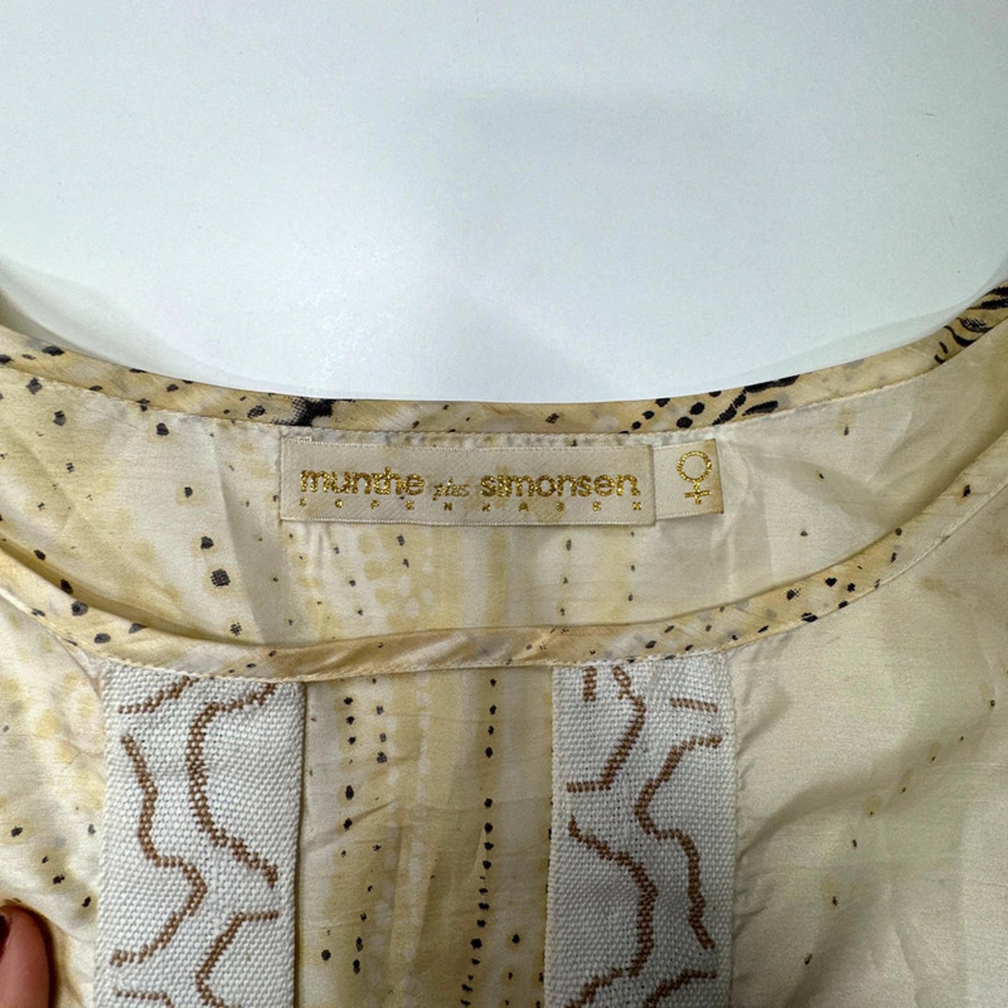 Munthe plus Simonsen angel sleeves pale cream and white top