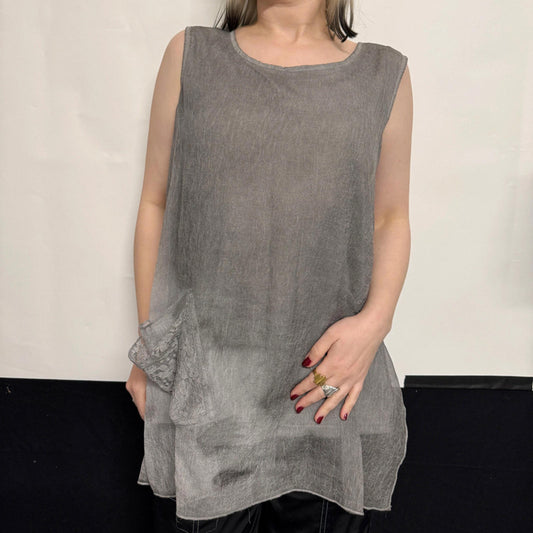Picadilly grey sleeveless round neck top