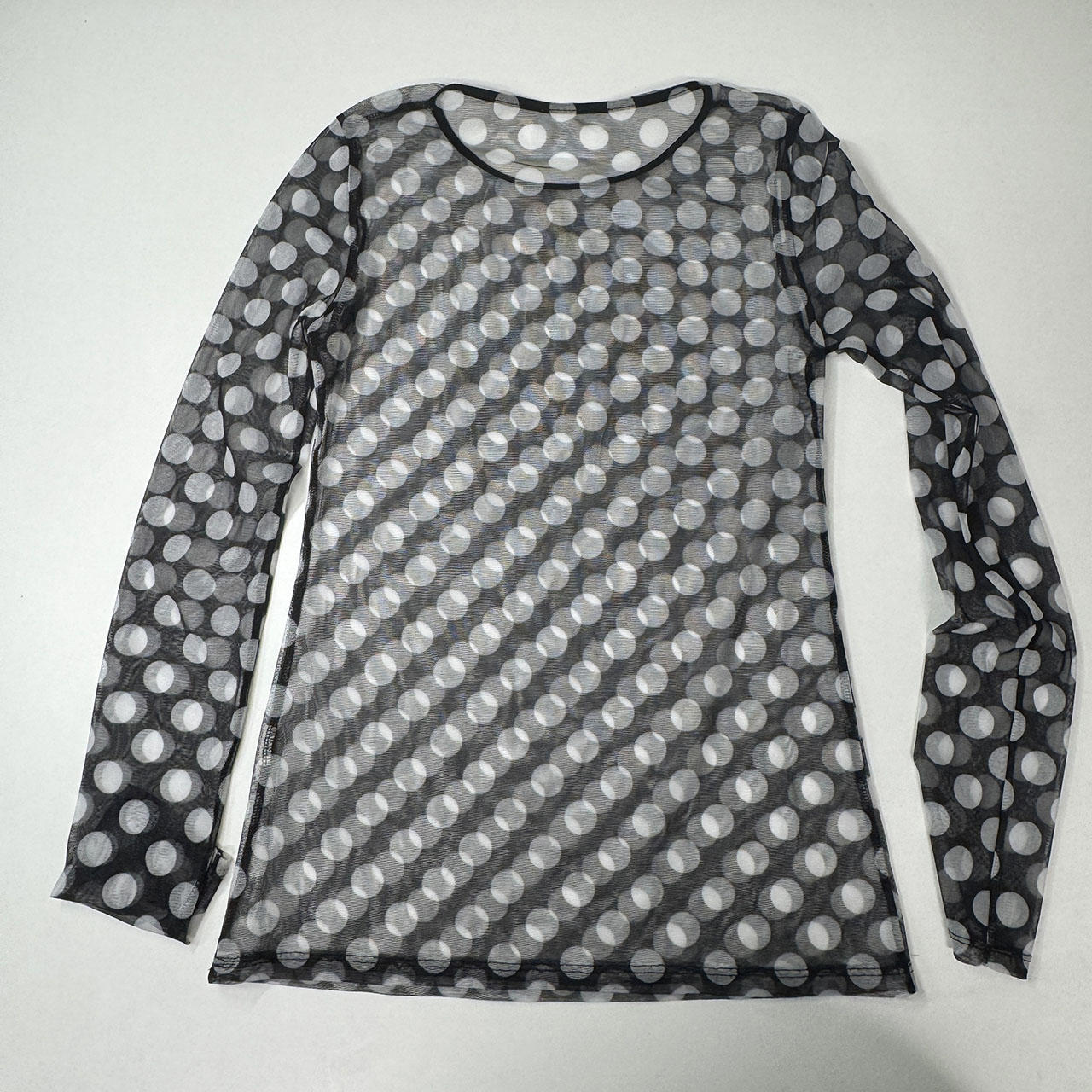 Vintage mesh polka dot longsleeve, S