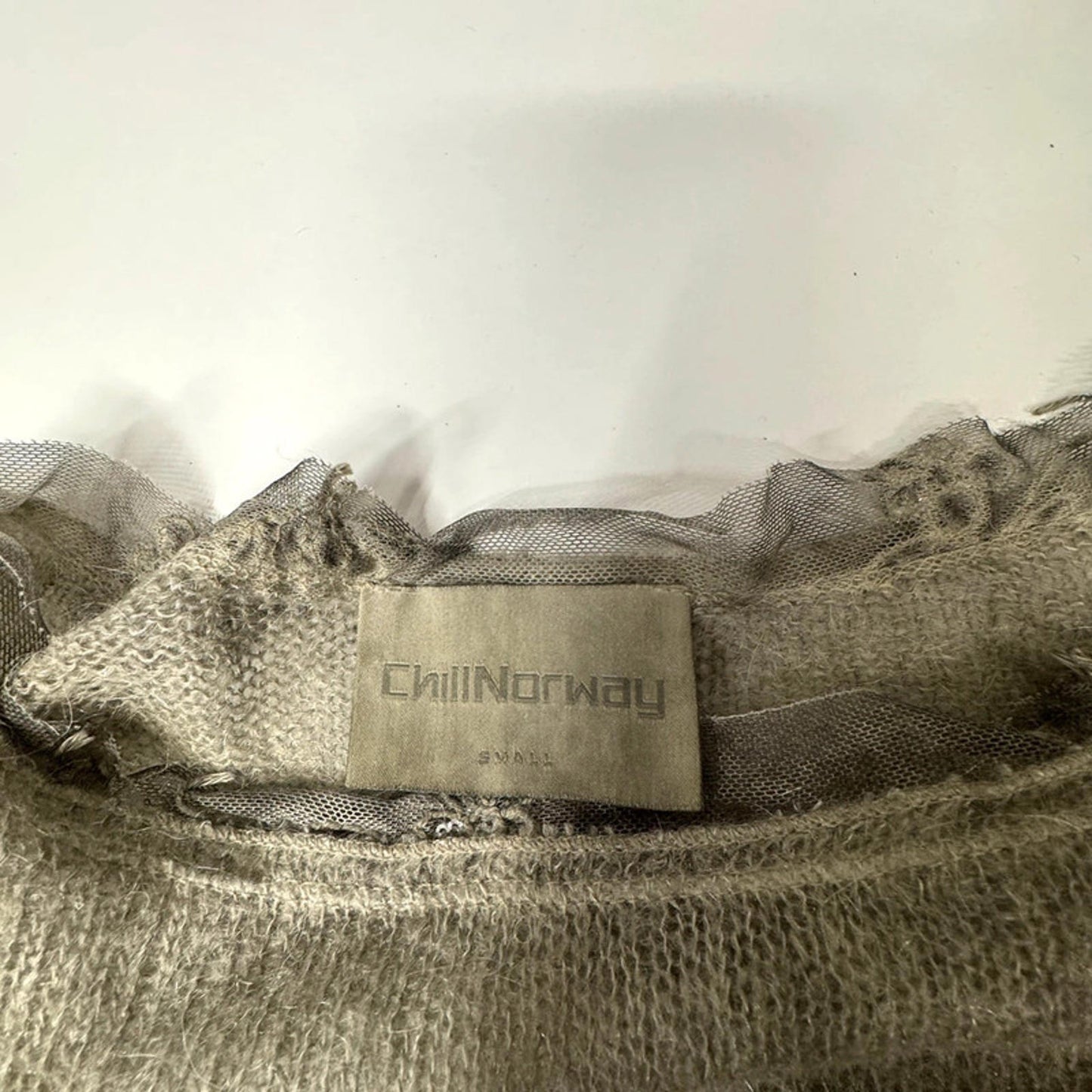 ChillNorway sheer loose knit green sweater with floral embroidery