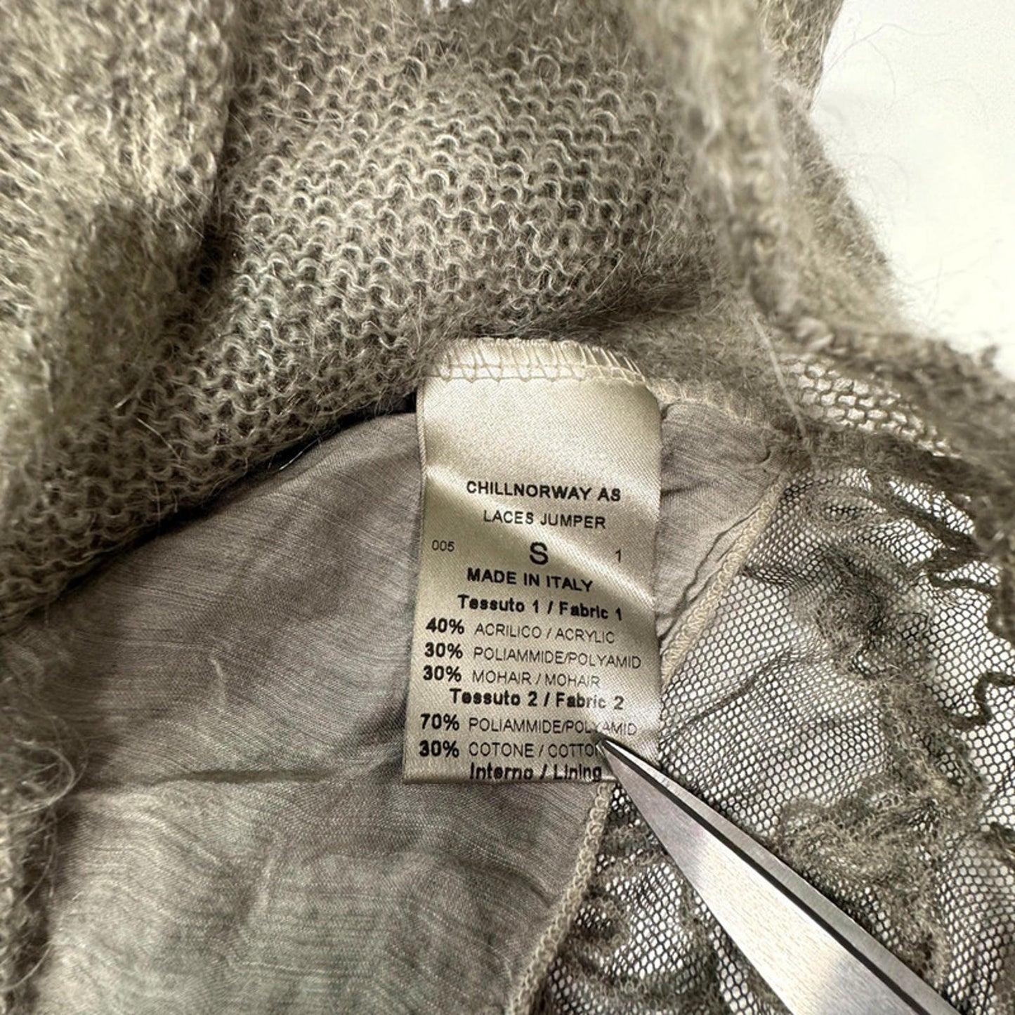 ChillNorway sheer loose knit green sweater with floral embroidery