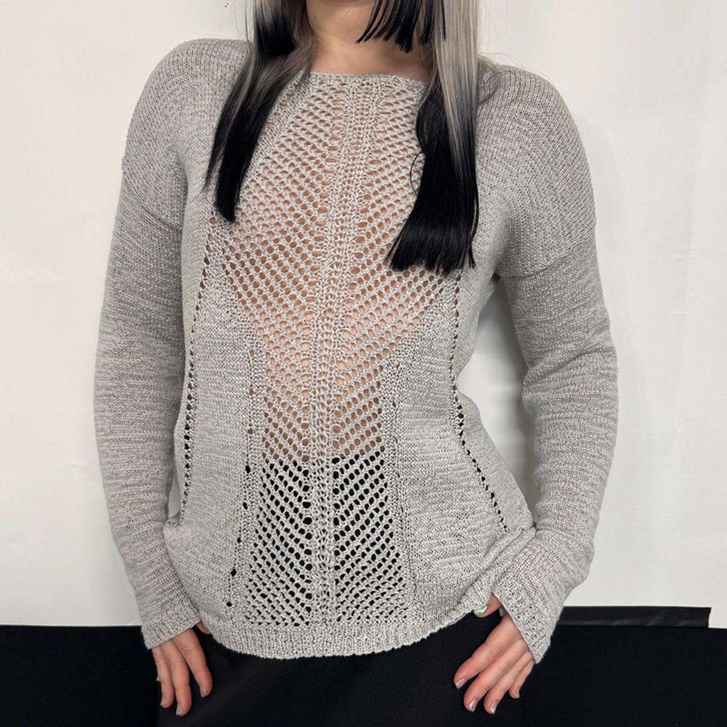 Light grey loose knit WD.NY jumper