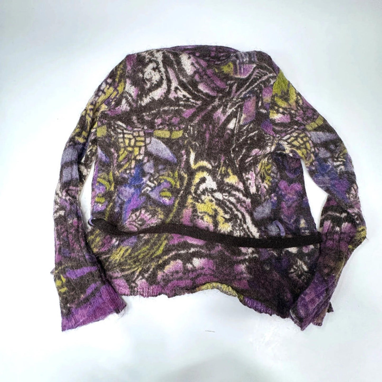 Passport purple and green wool wrap cardigan