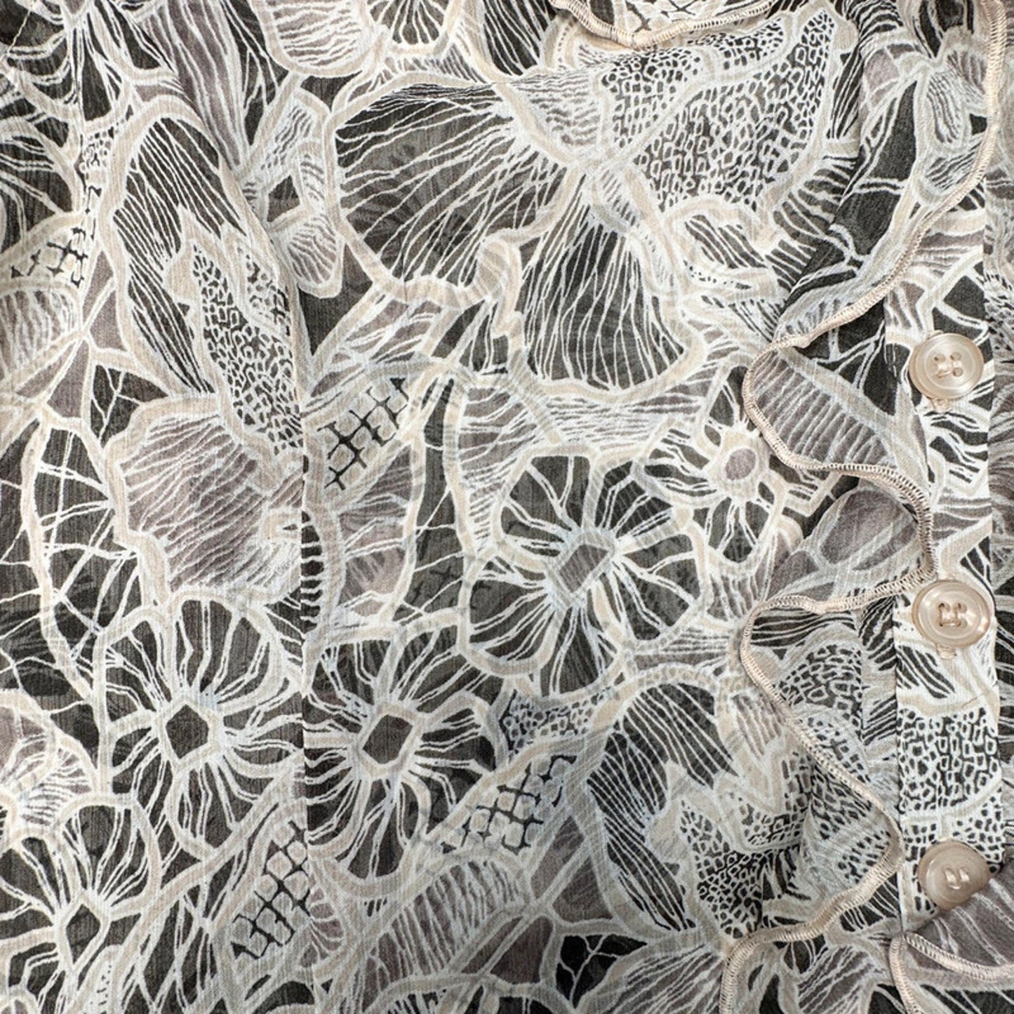 Precis ruffled floral beige brown sleeveless blouse