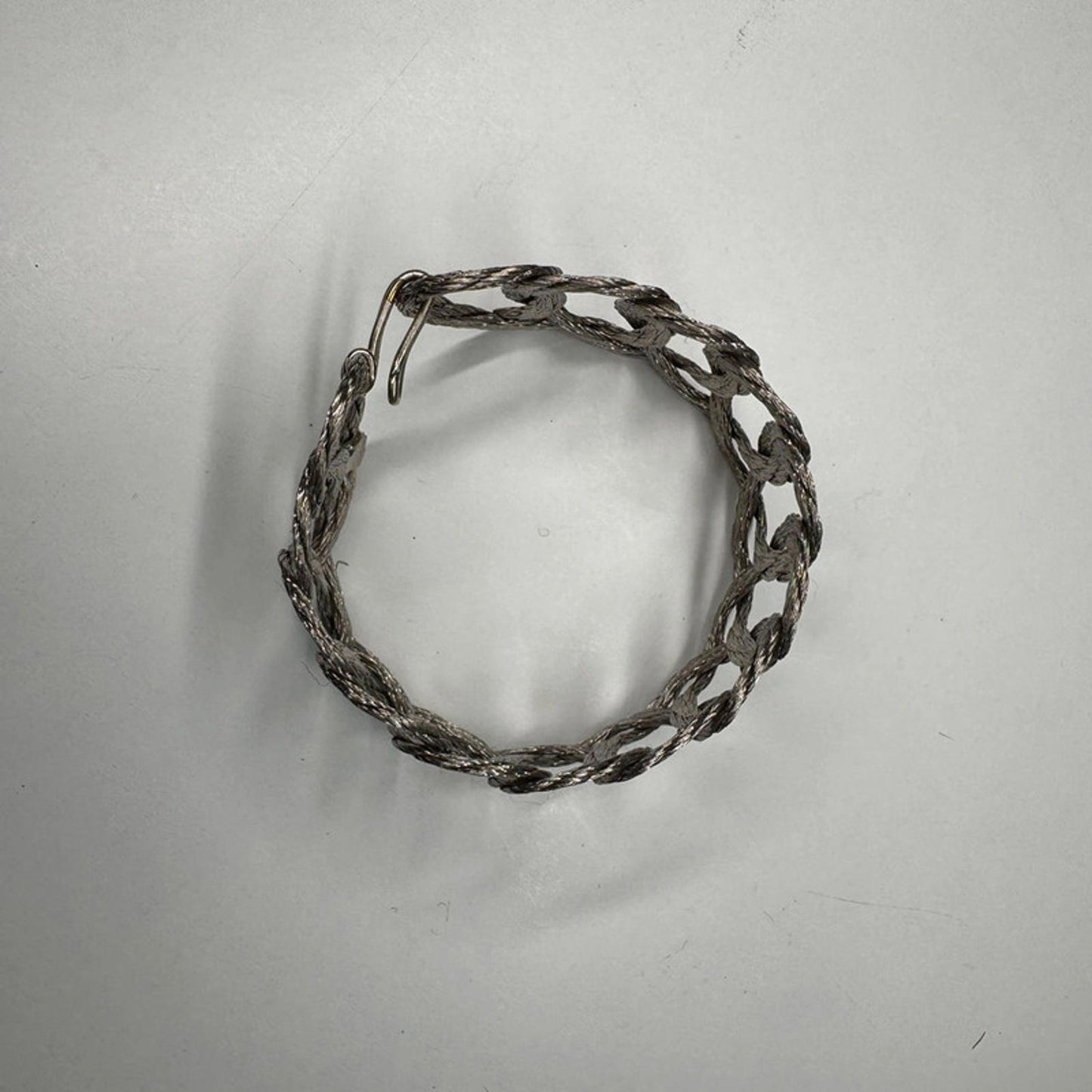 Vintage textured silver-tone woven wire bracelet