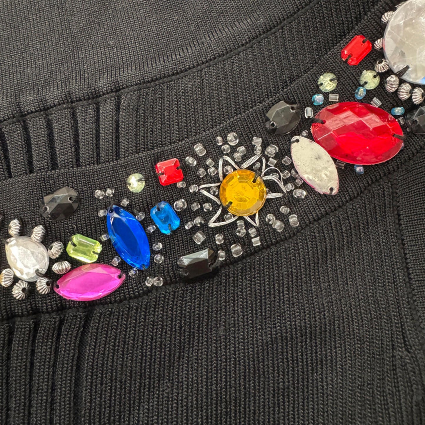 Caché black colorful bejewelled top