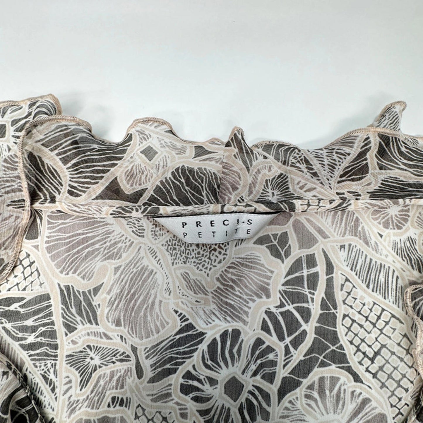 Precis ruffled floral beige brown sleeveless blouse