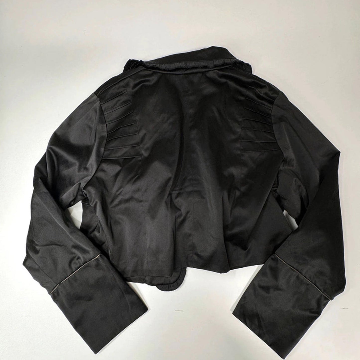 Zay black satin jacket with zipper cuffs