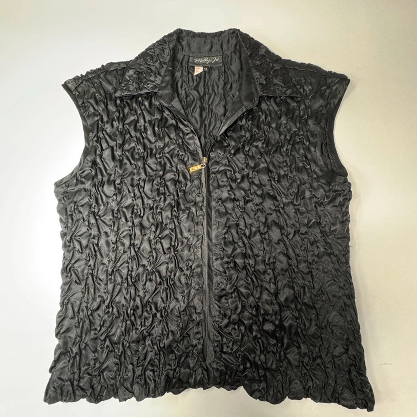 Molly Jo black textured quilted satin vest