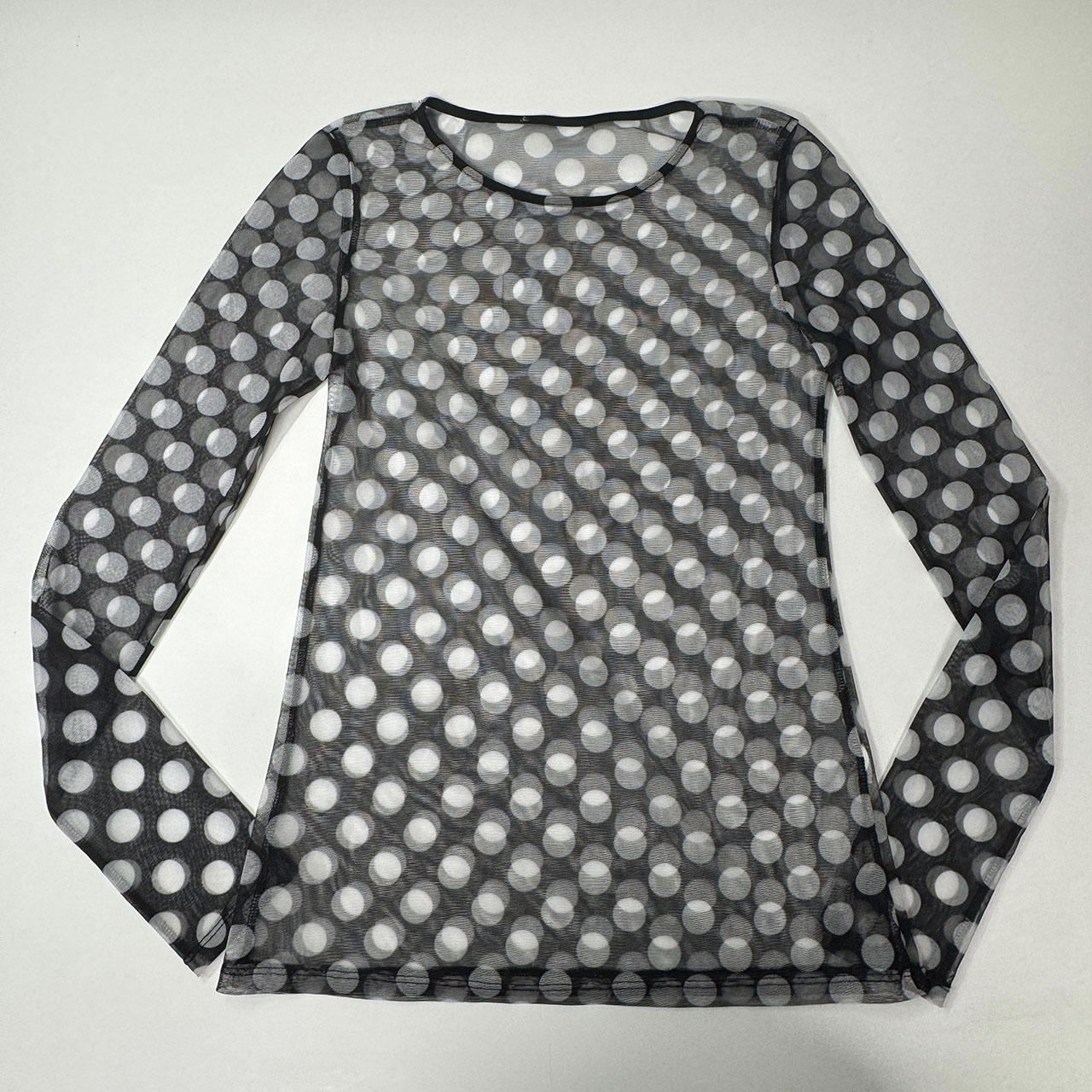 Vintage mesh polka dot longsleeve, S