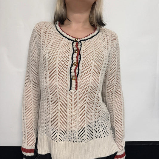 Volcom Stone Row beige with striped loose knit jumper, UK 10