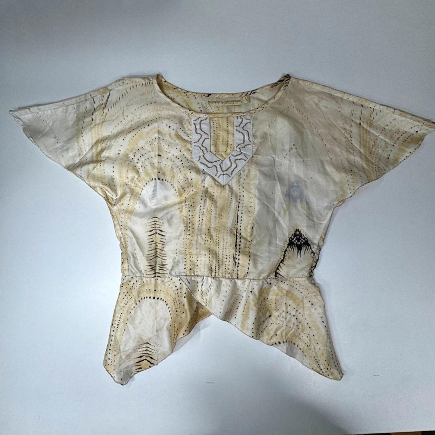 Munthe plus Simonsen angel sleeves pale cream and white top