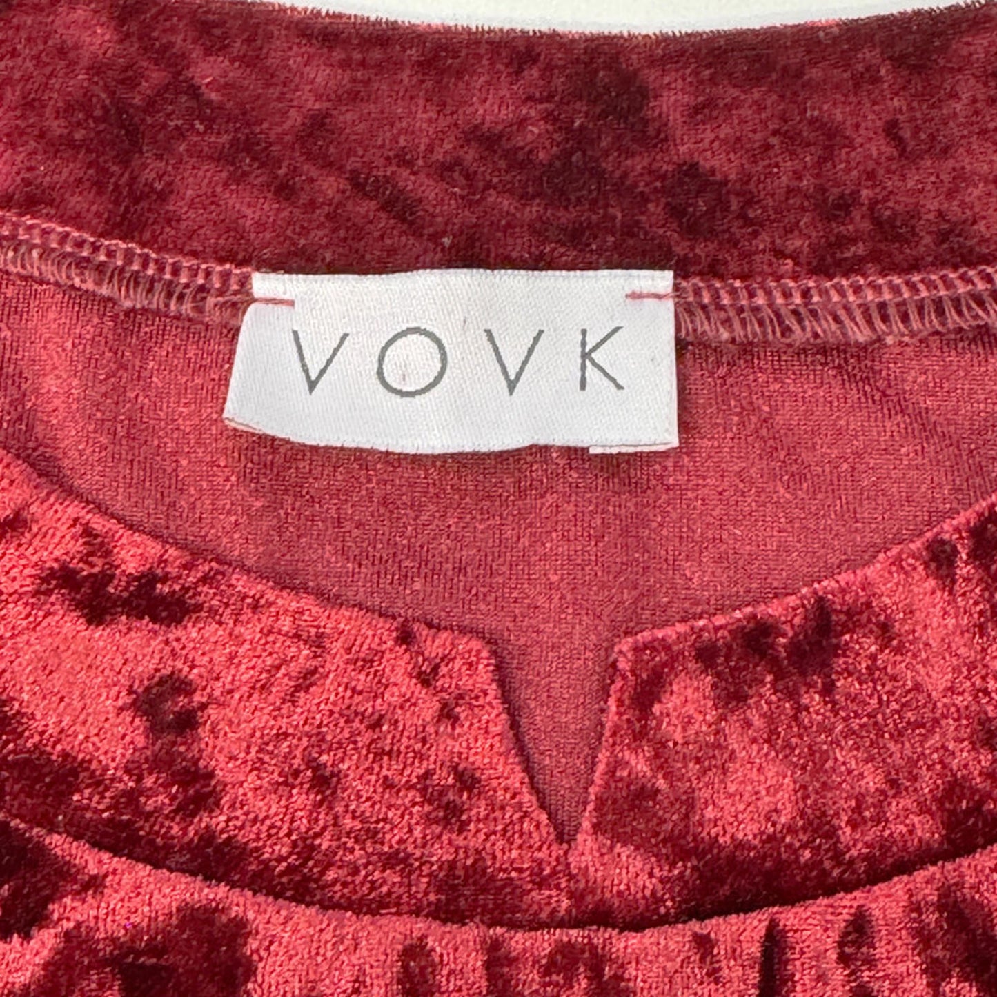 Vovk red velvet long-sleeved top
