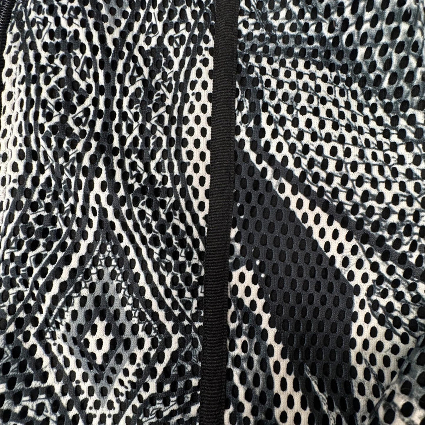 Passport black and white mesh zip-up top