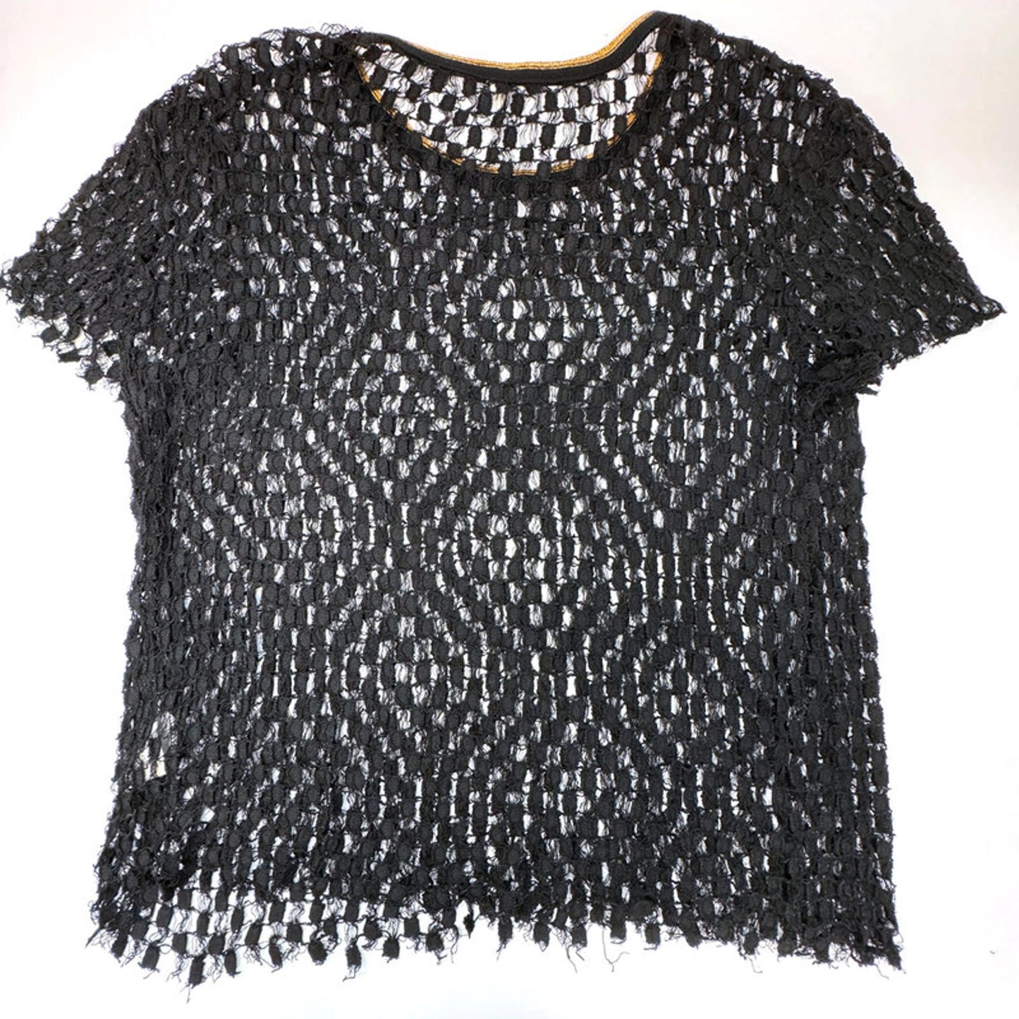 Iro black mesh short-sleeved top