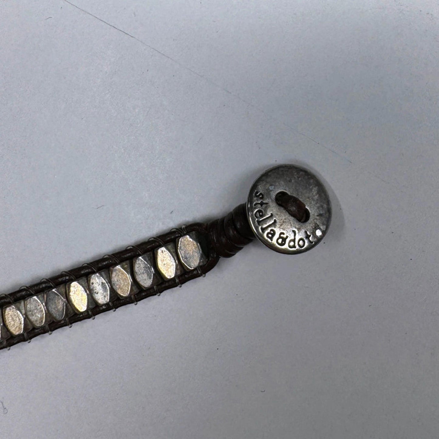 Stella & Dot metal and leather choker