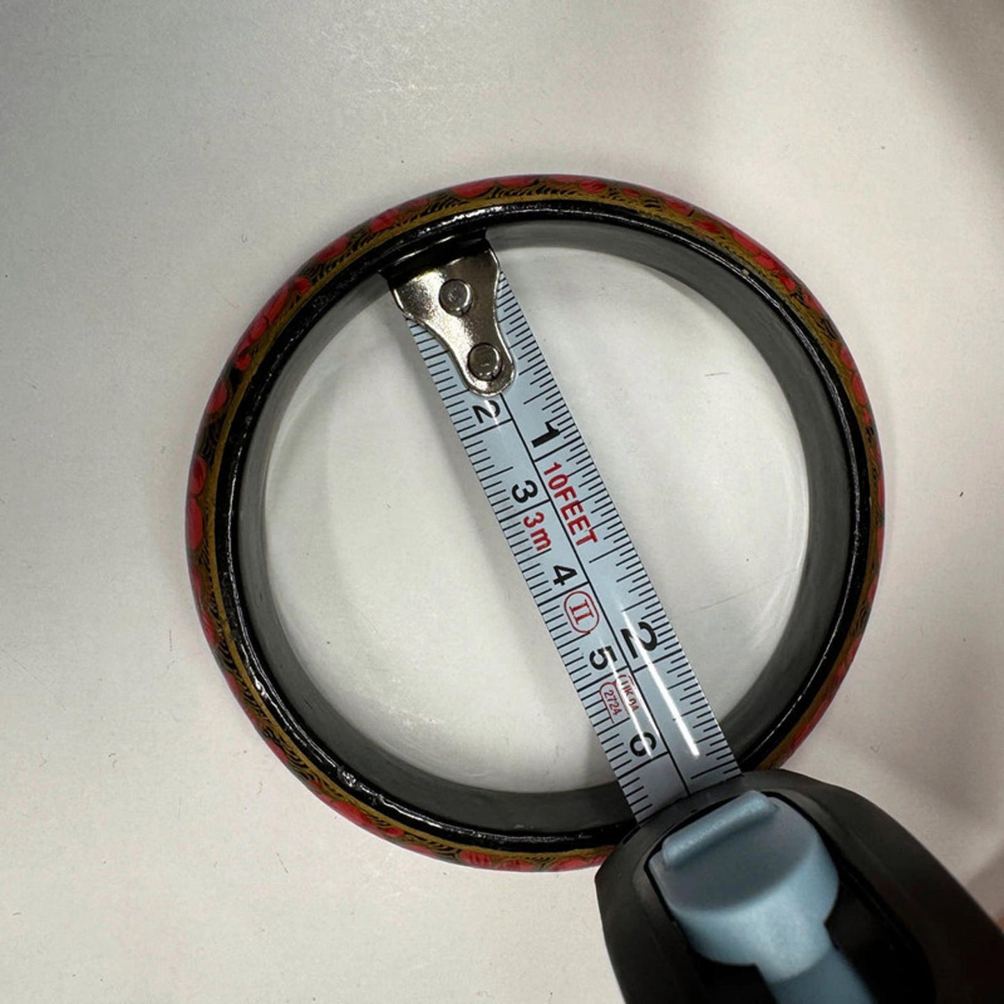 Vintage red floral wooden painted bracelet