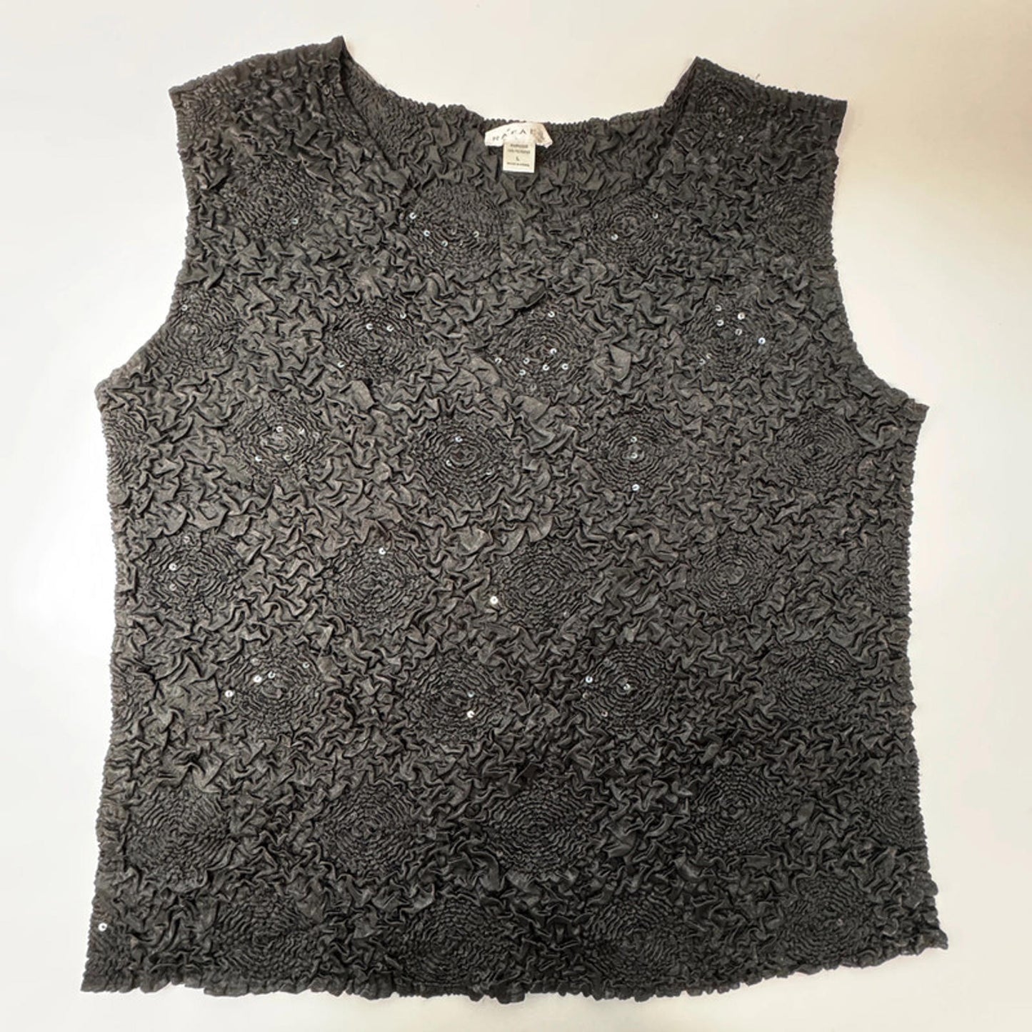Rafael vintage black crinkle top, L