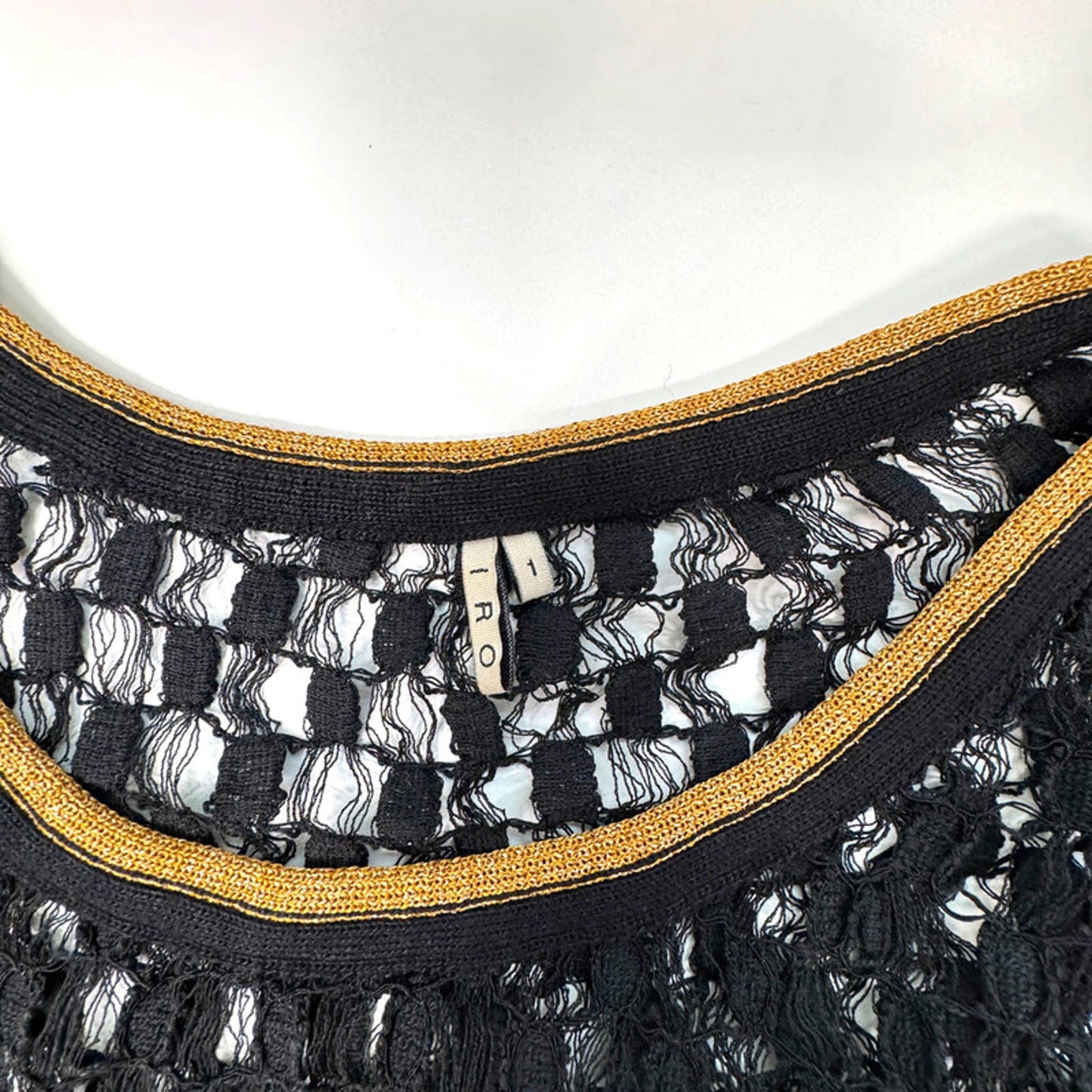 Iro black mesh short-sleeved top