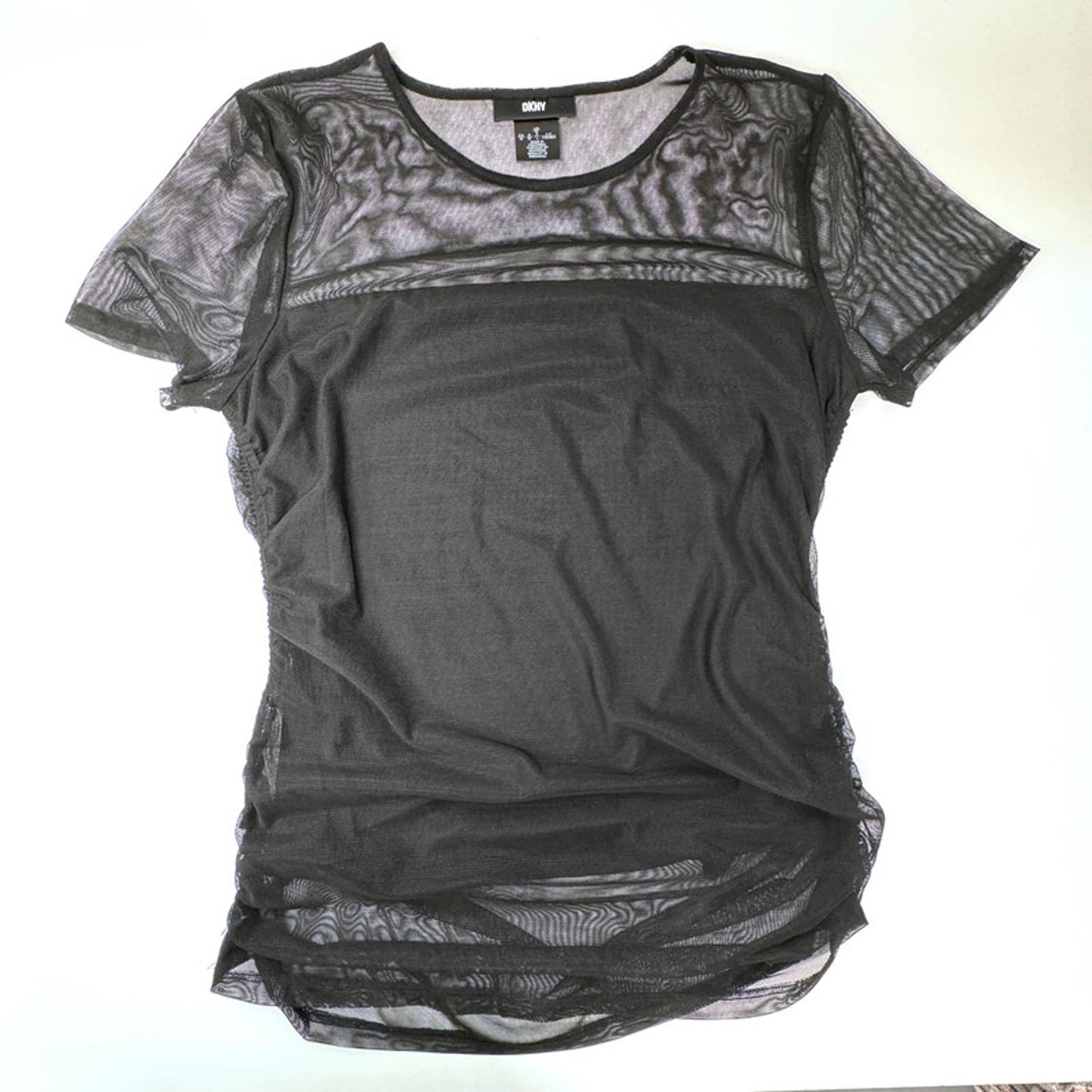 DKNY black short-sleeved round neck top