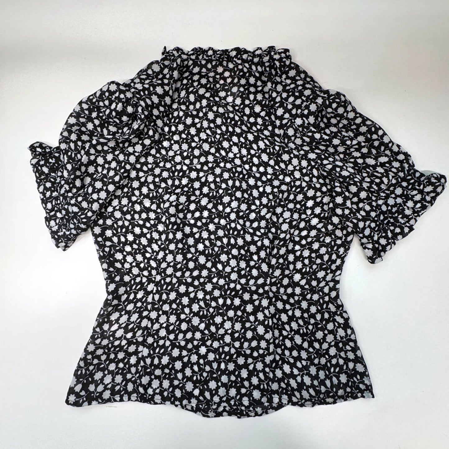 SELKIE black floral blouse, polyester
