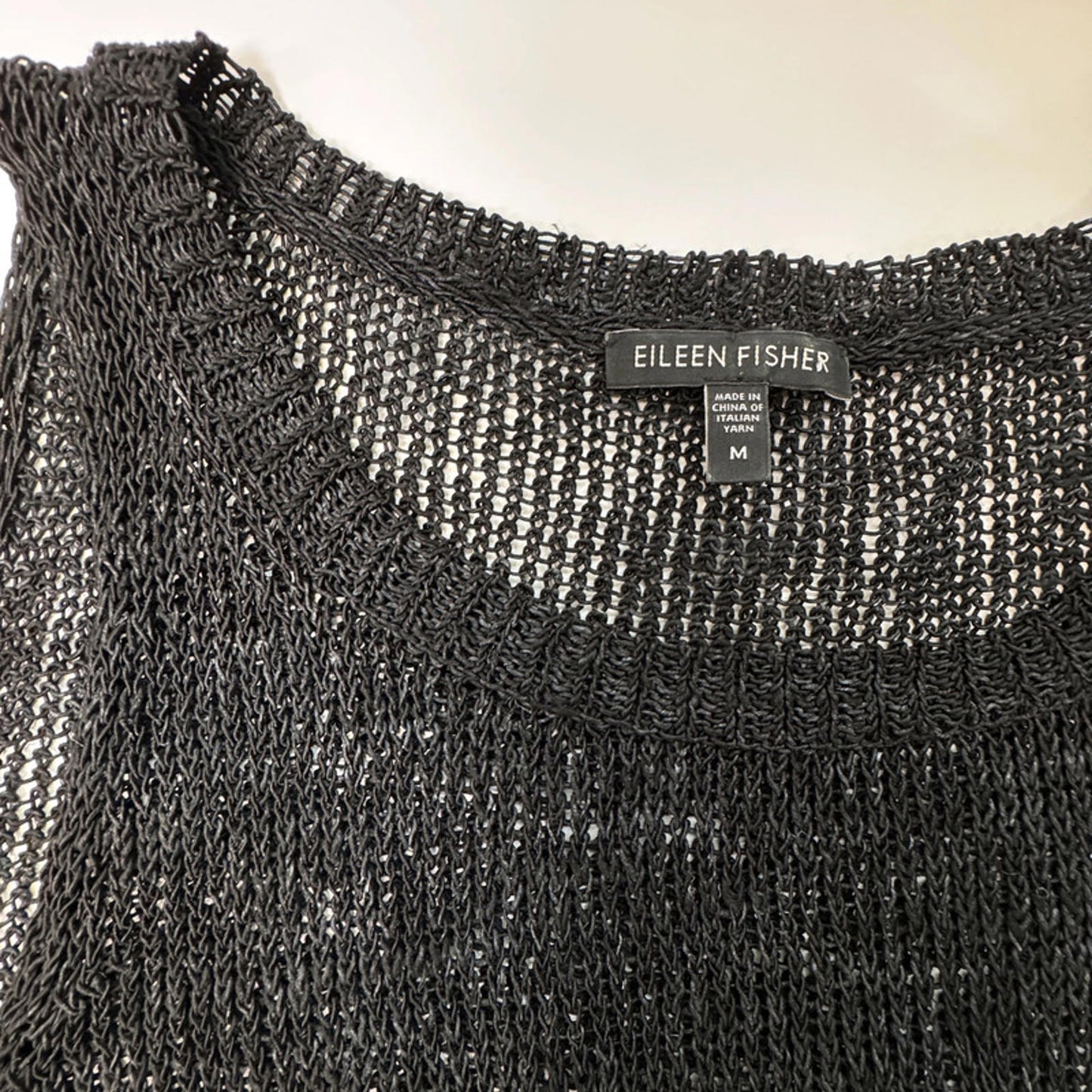 Eileen Fisher sheer loose knit sleeveless vest