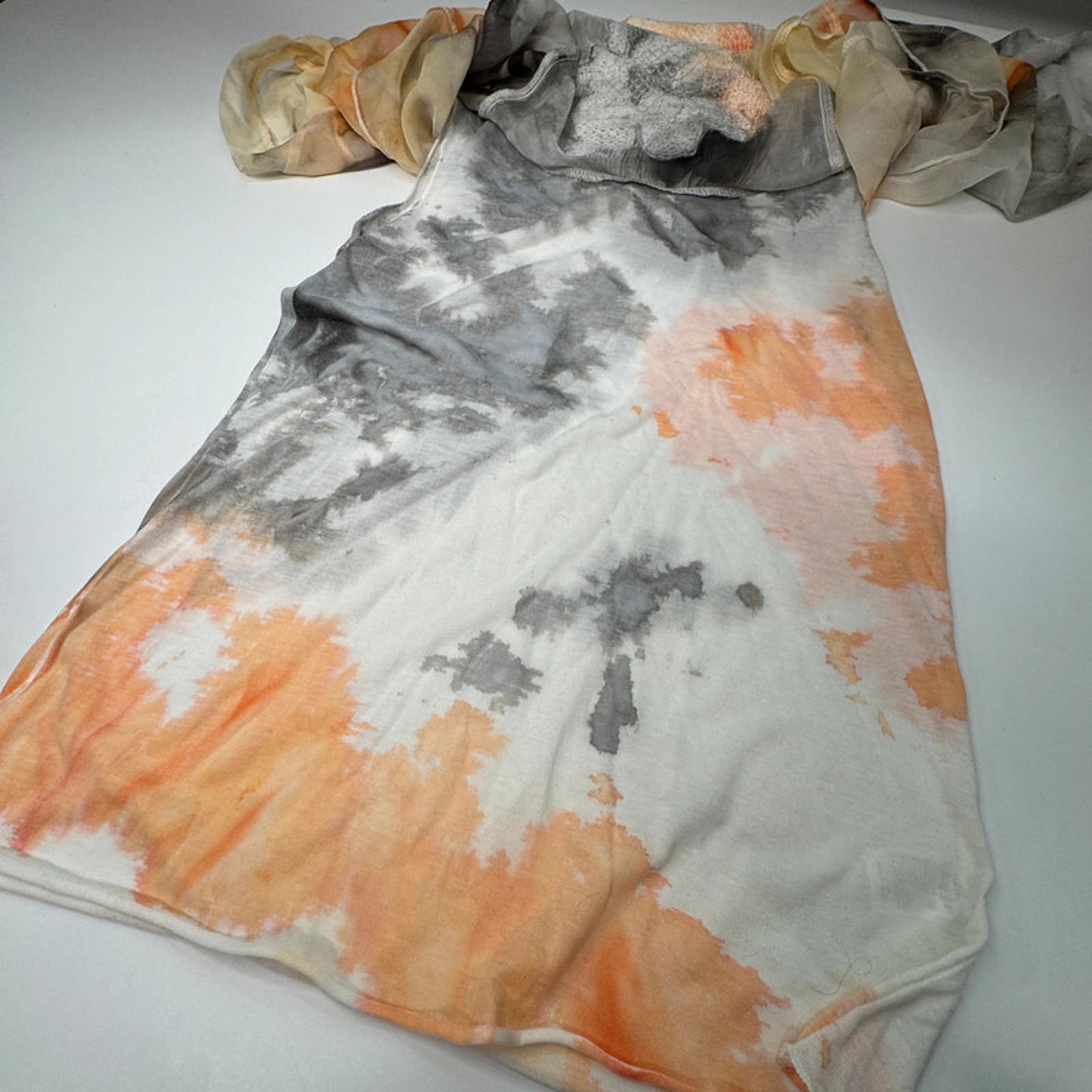 Picadilly orange and grey blouse in tie-dye pattern