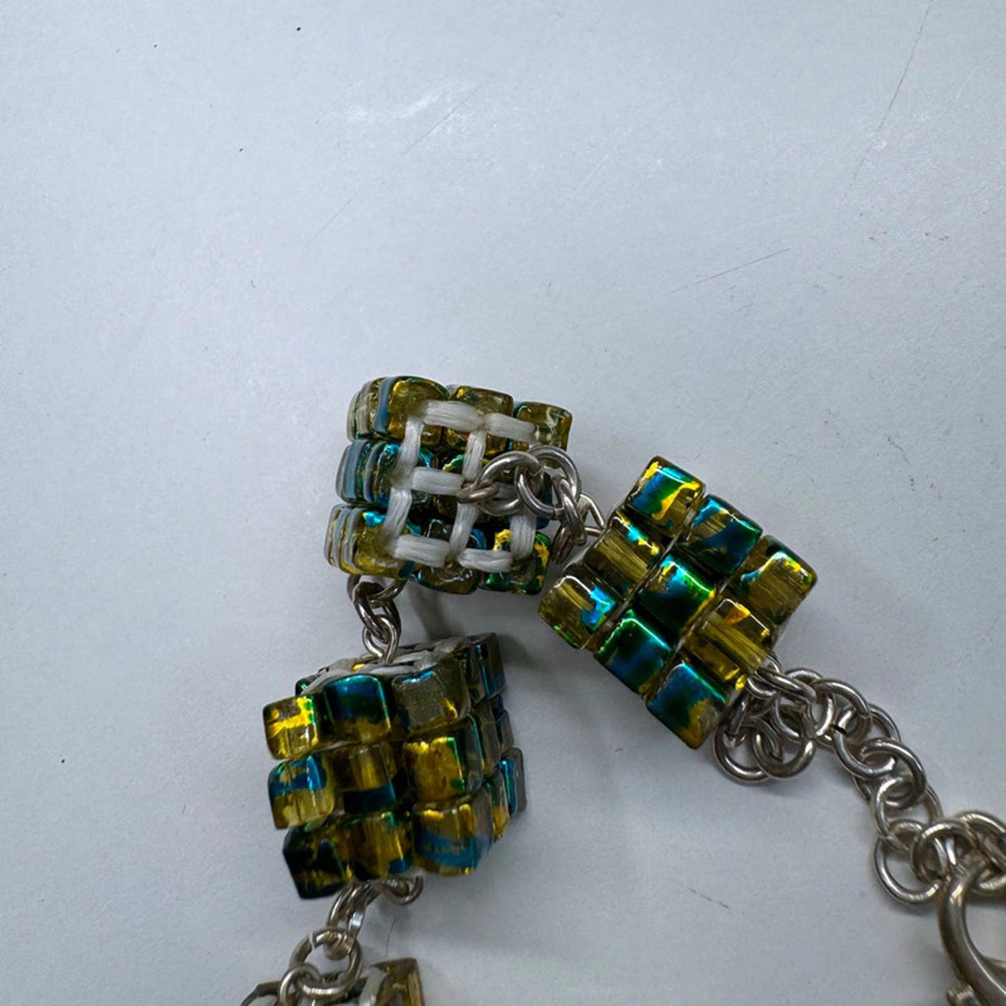 Vintage chunky green cube bracelet