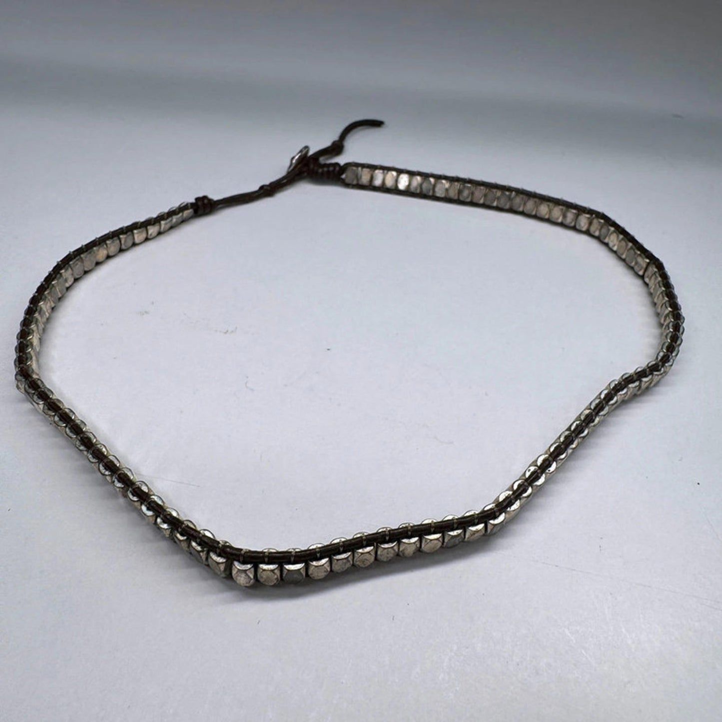 Stella & Dot metal and leather choker