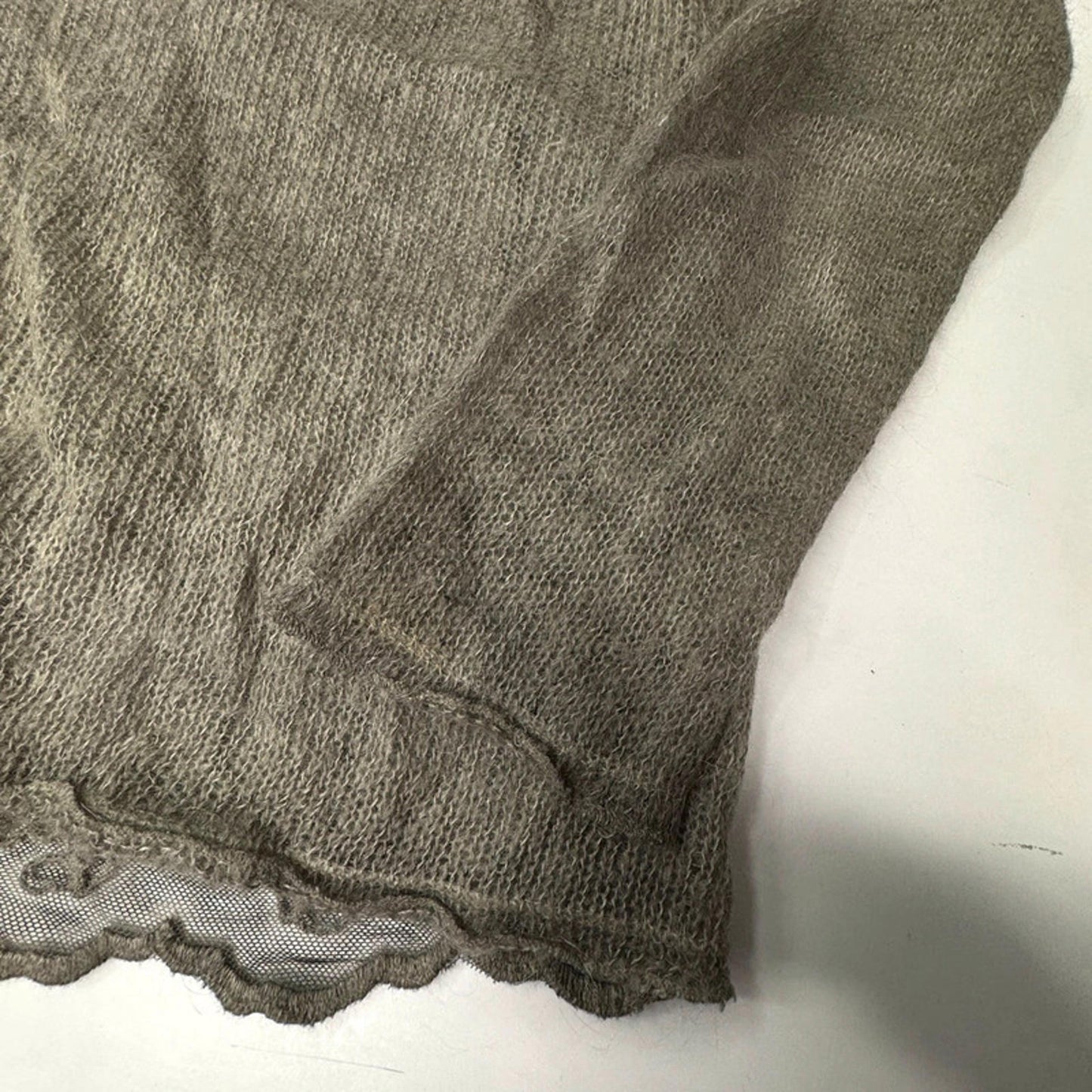 ChillNorway sheer loose knit green sweater with floral embroidery