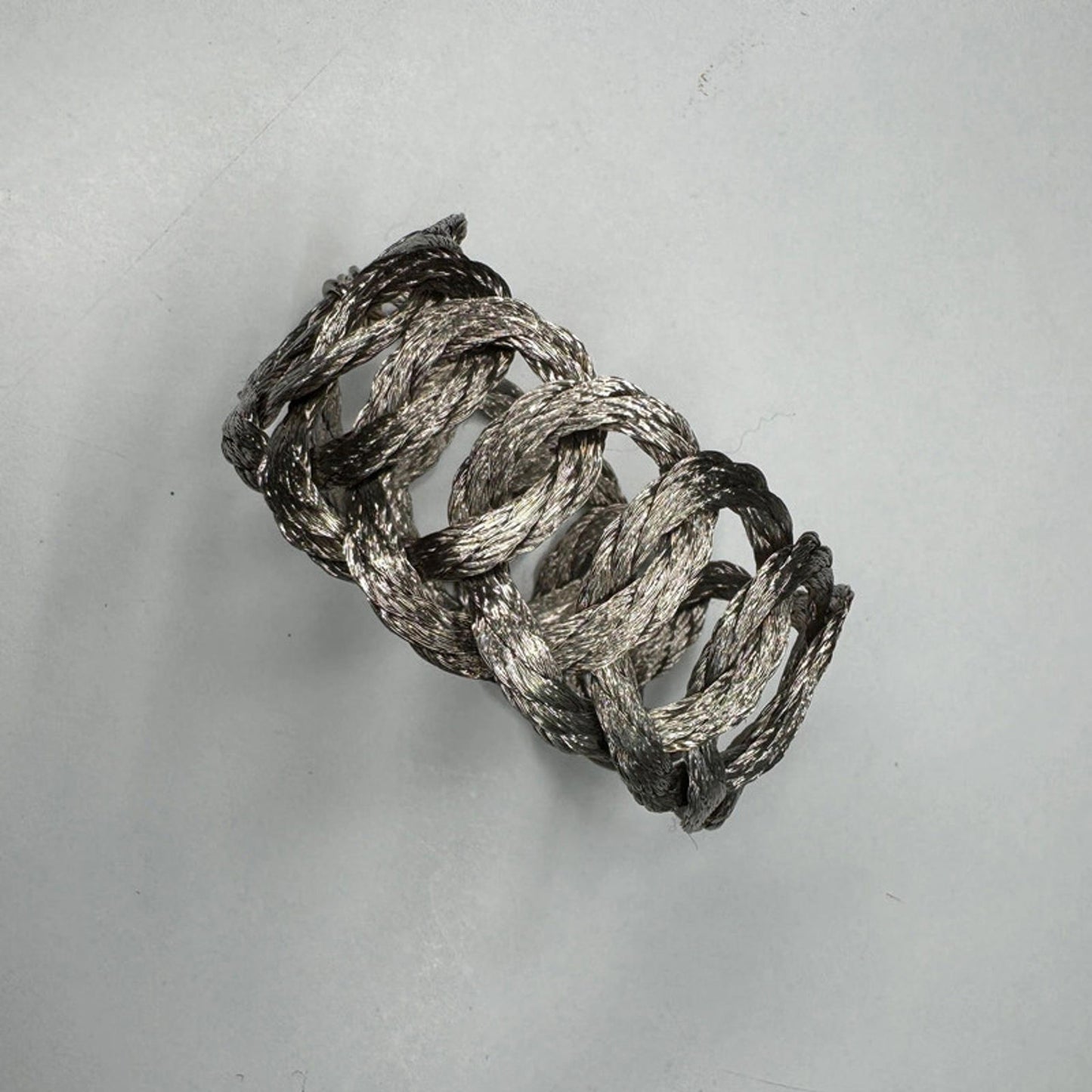 Vintage textured silver-tone woven wire bracelet