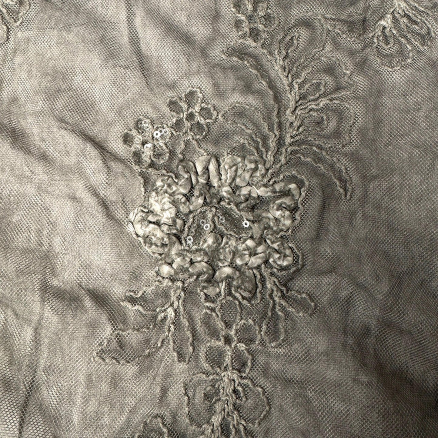 ChillNorway sheer loose knit green sweater with floral embroidery