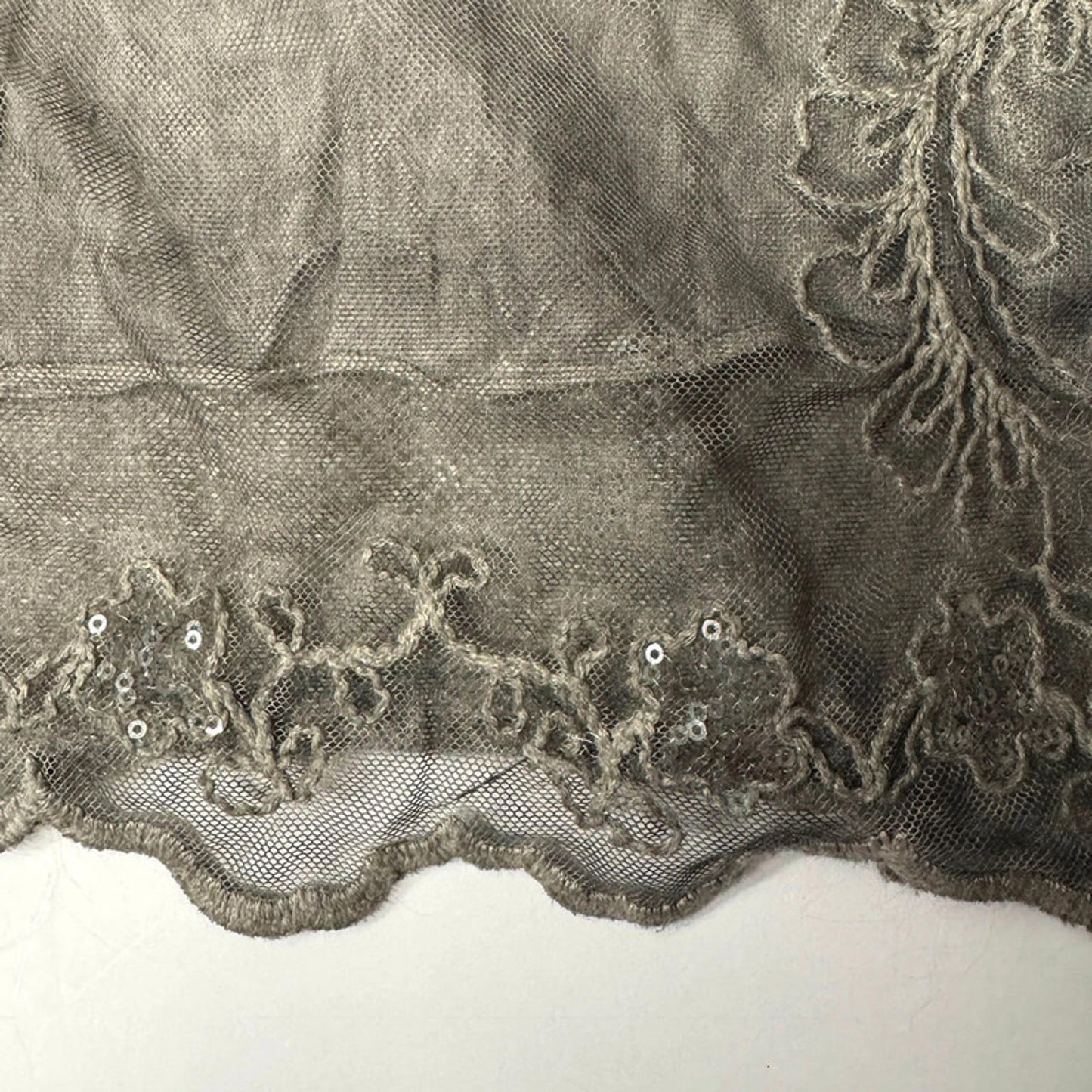 ChillNorway sheer loose knit green sweater with floral embroidery